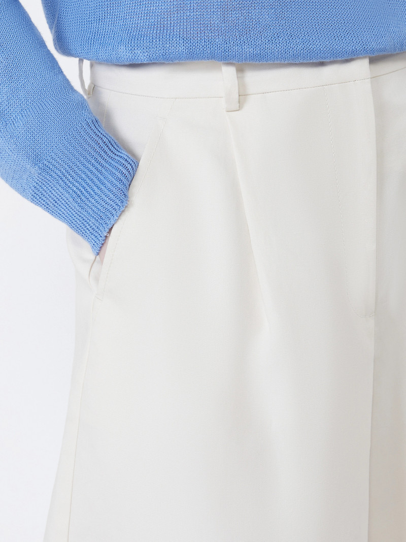ECUBA Cotton and linen canvas Bermuda shorts - ECRU 5