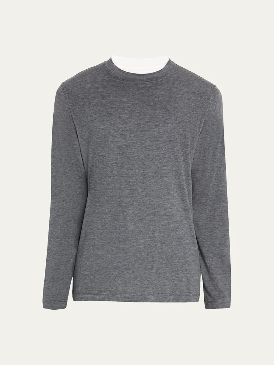 Men's Silk and Cotton Long-Sleeve T-Shirt - 1