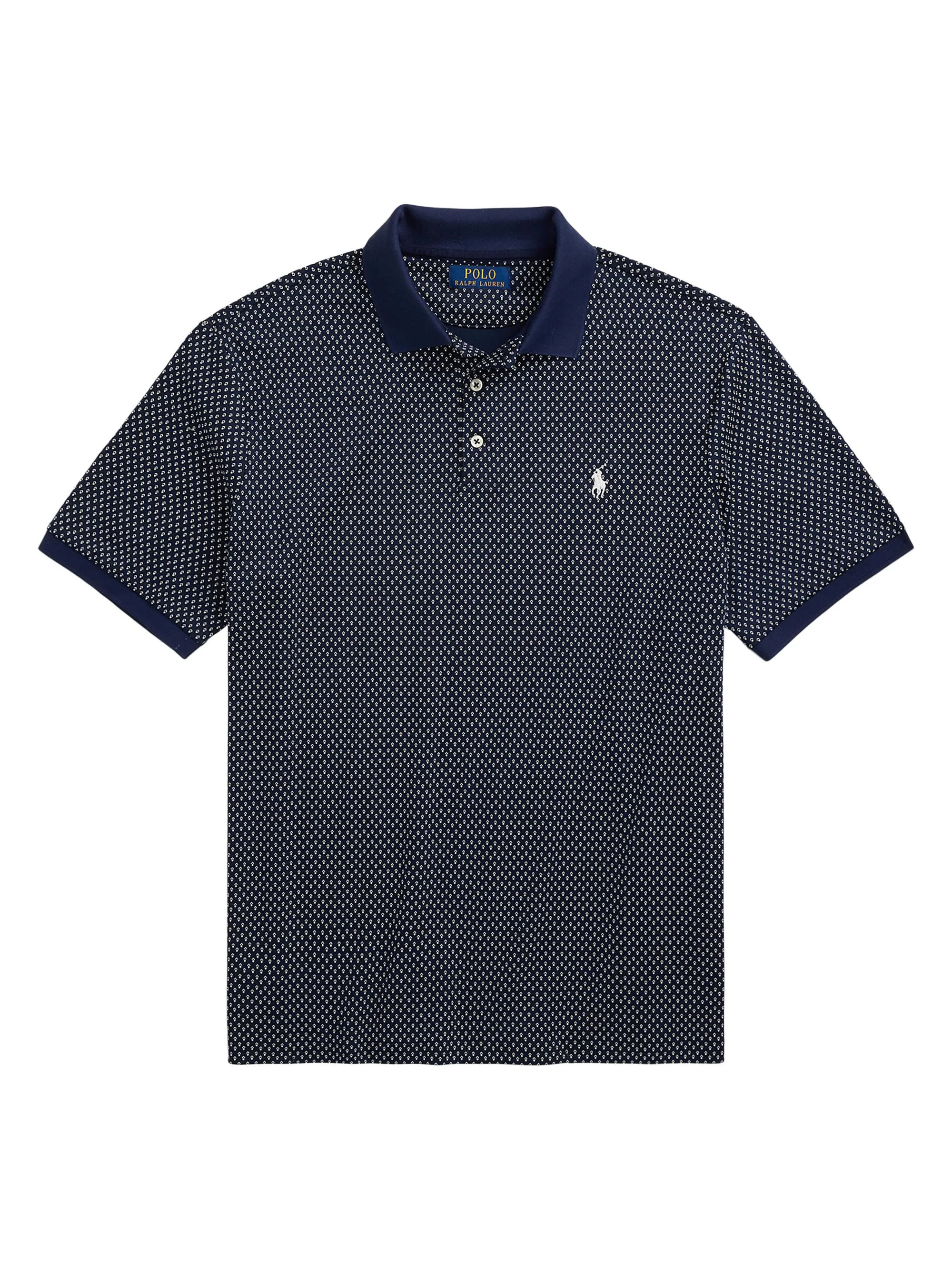 Men's Classic-Fit Print Soft Cotton Polo Shirt - Double Deco Navy - 1