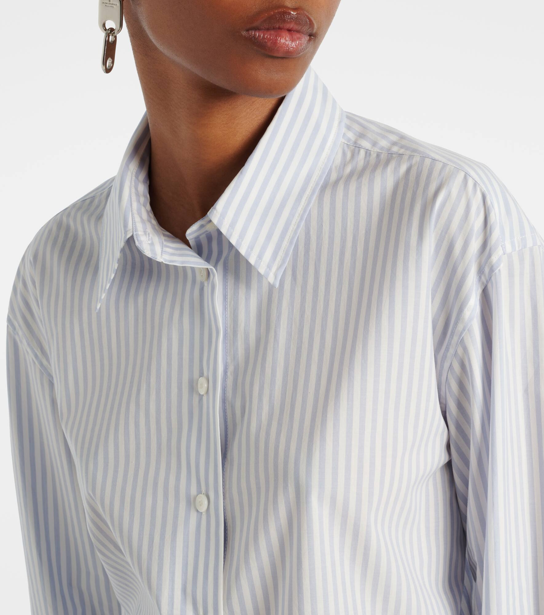 Striped cropped cotton shirt - 4