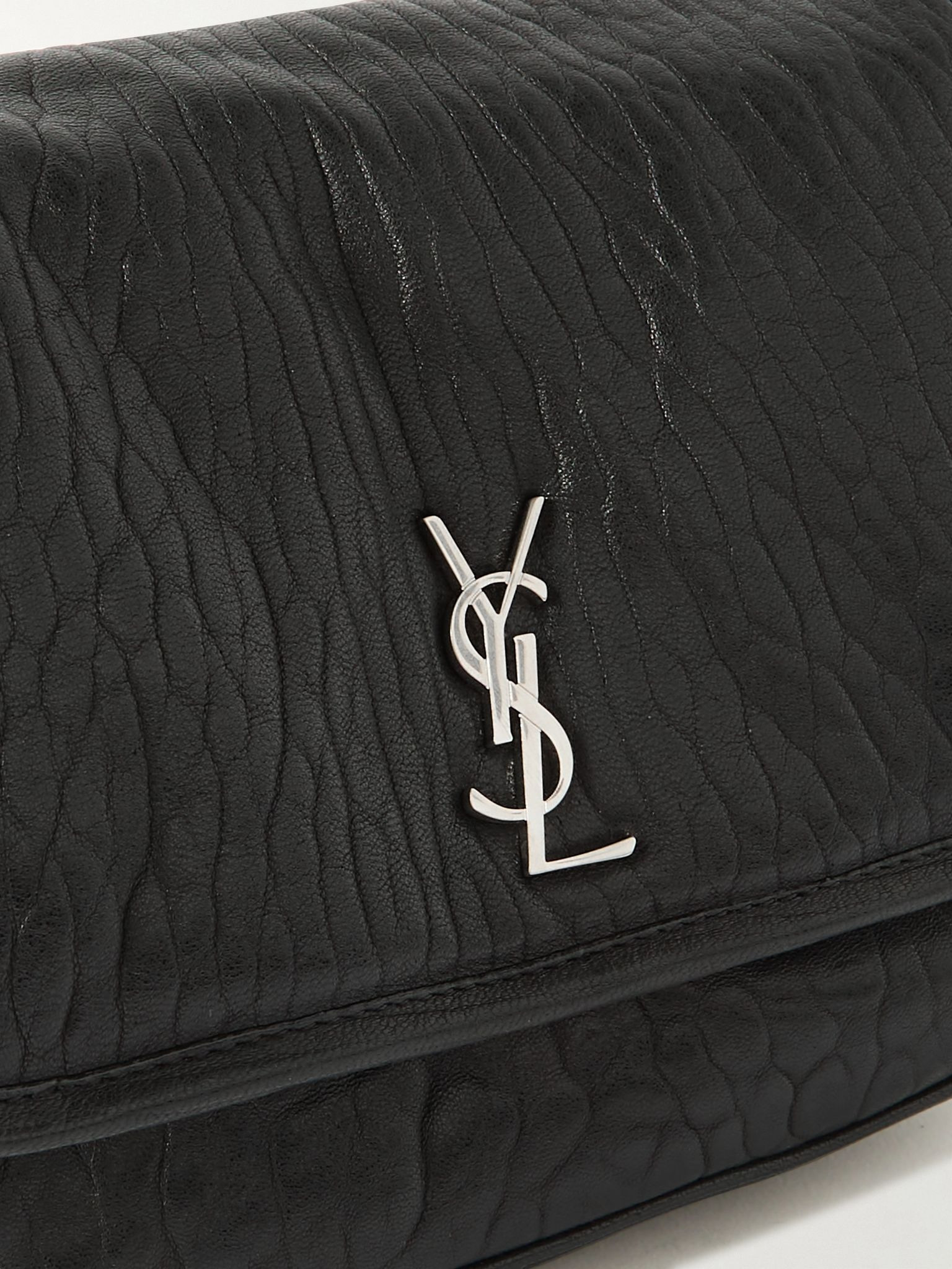 Niki Small Logo-Appliquéd Textured-Leather Messenger Bag Black - 4