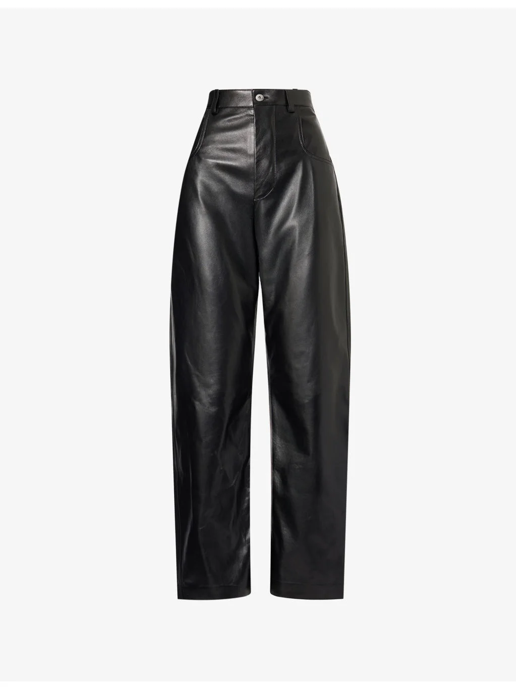 Intrecciato-Pocket Straight-Leg Leather Trousers - 1