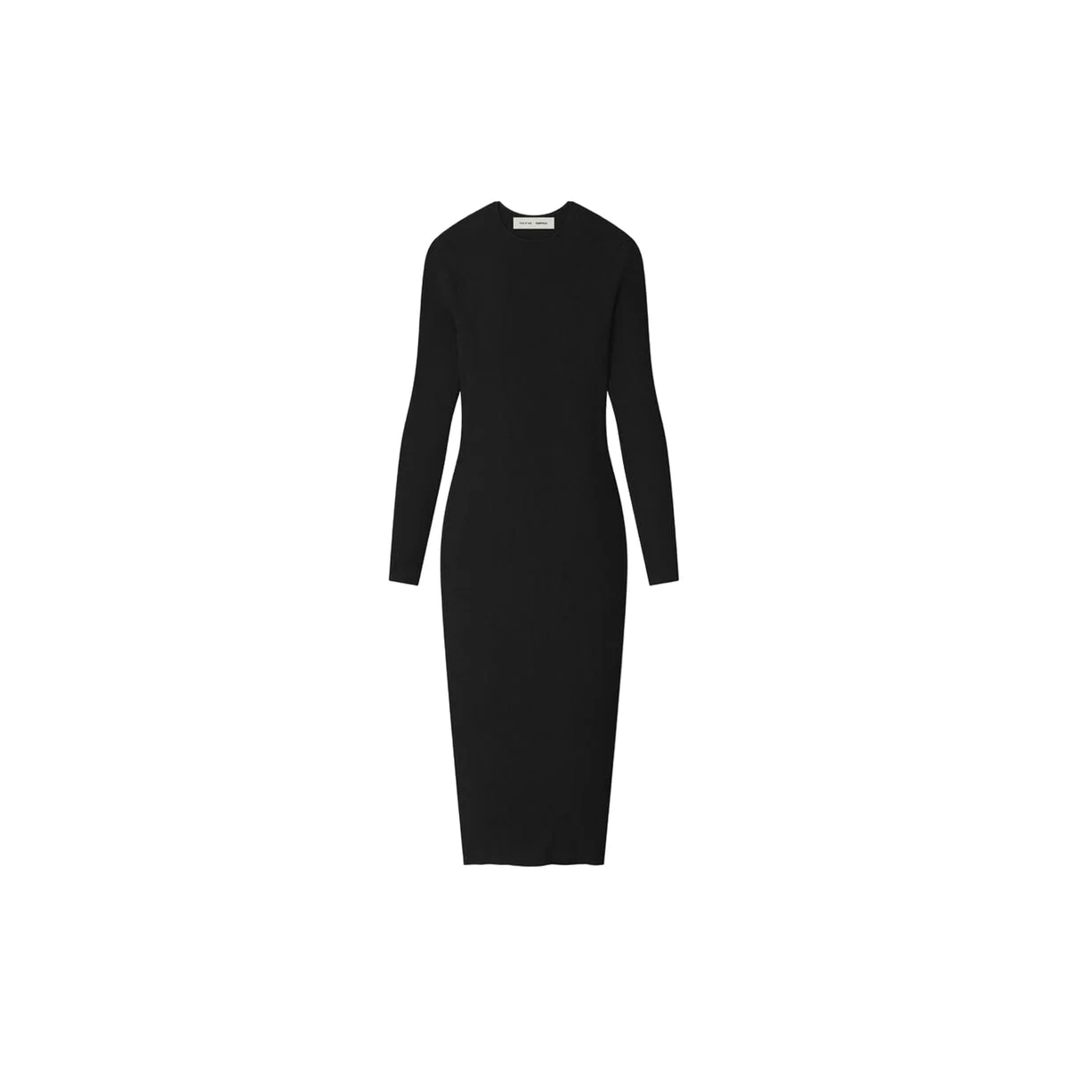 WOMENS RIB LONG SLEEVE DRESS (VINTAGE BLACK) - 1