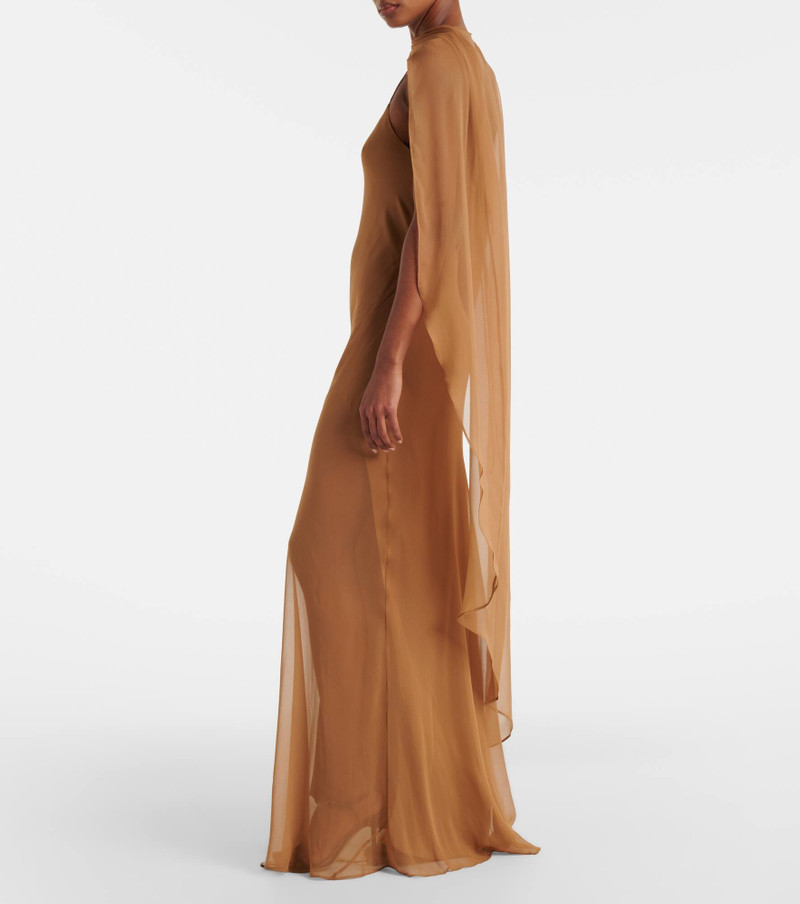 Caped silk satin gown 7