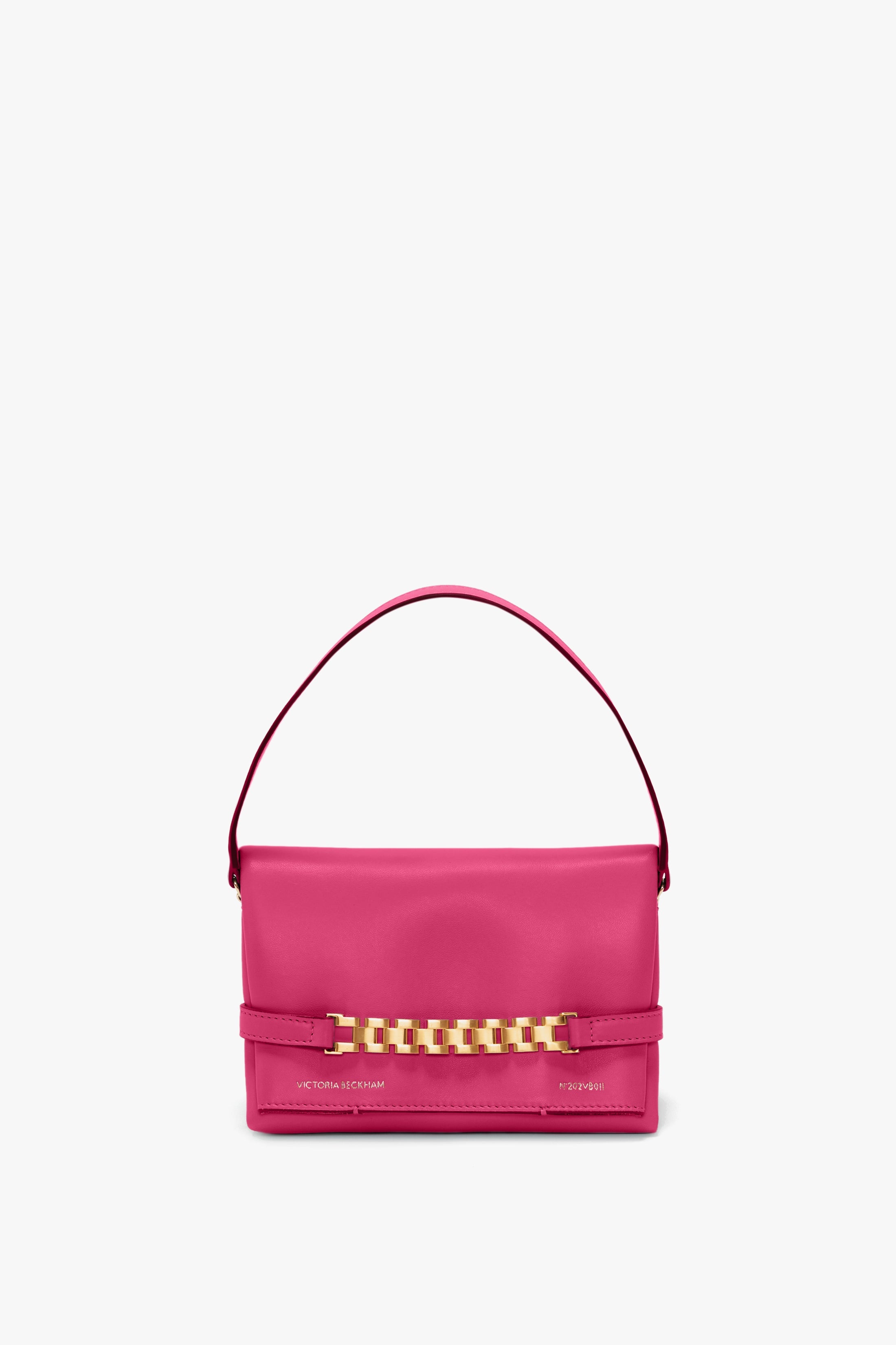 Mini Chain Pouch In Fuchsia Leather - 1