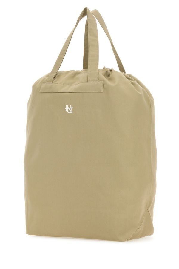 Khaki cotton blend shopping bag - 2