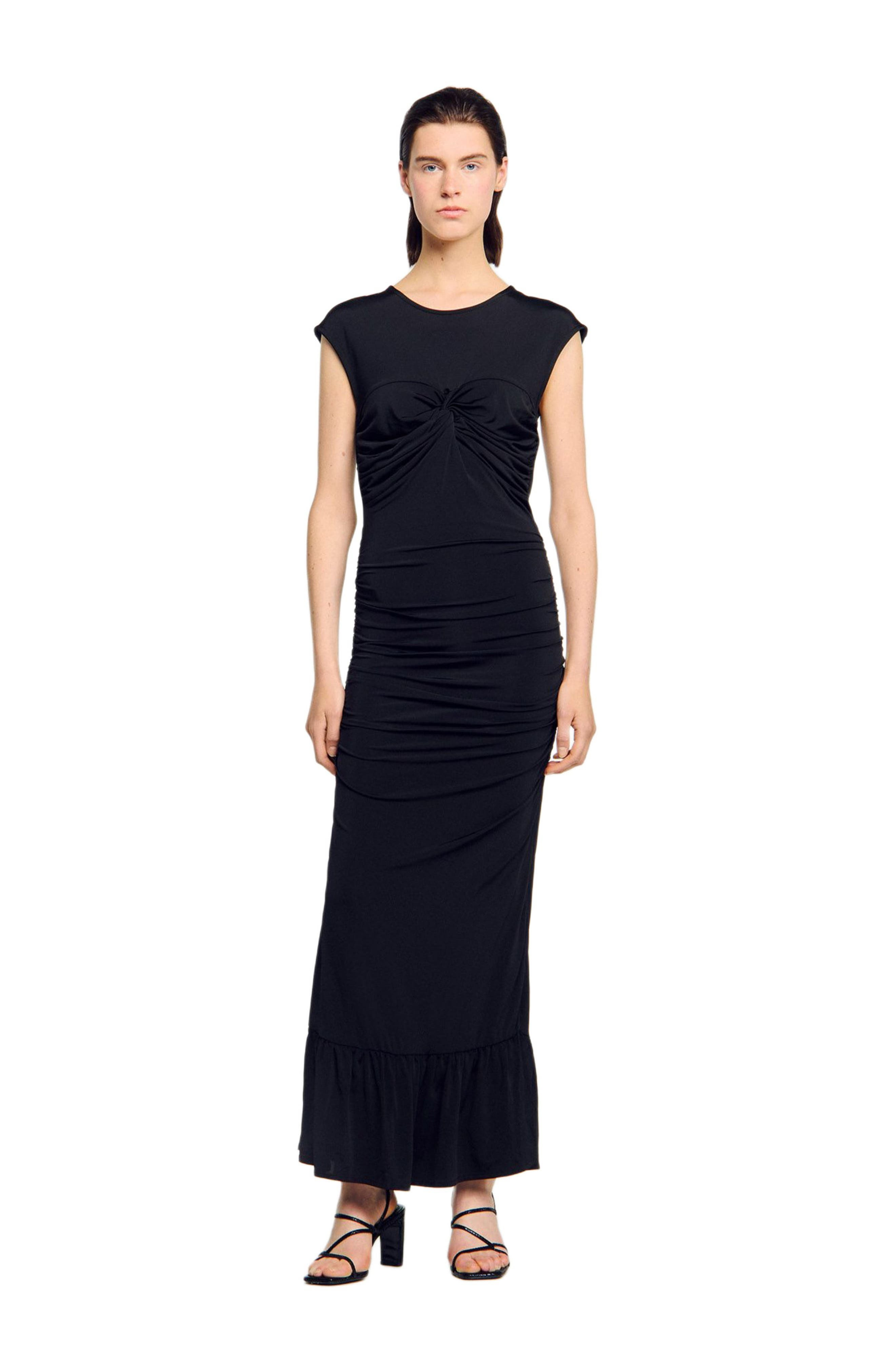 SANDRO Draped maxi dress in Black at Nordstrom - 6