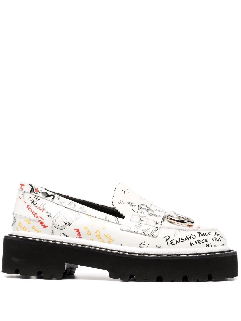 graphic-print platform loafers - 1