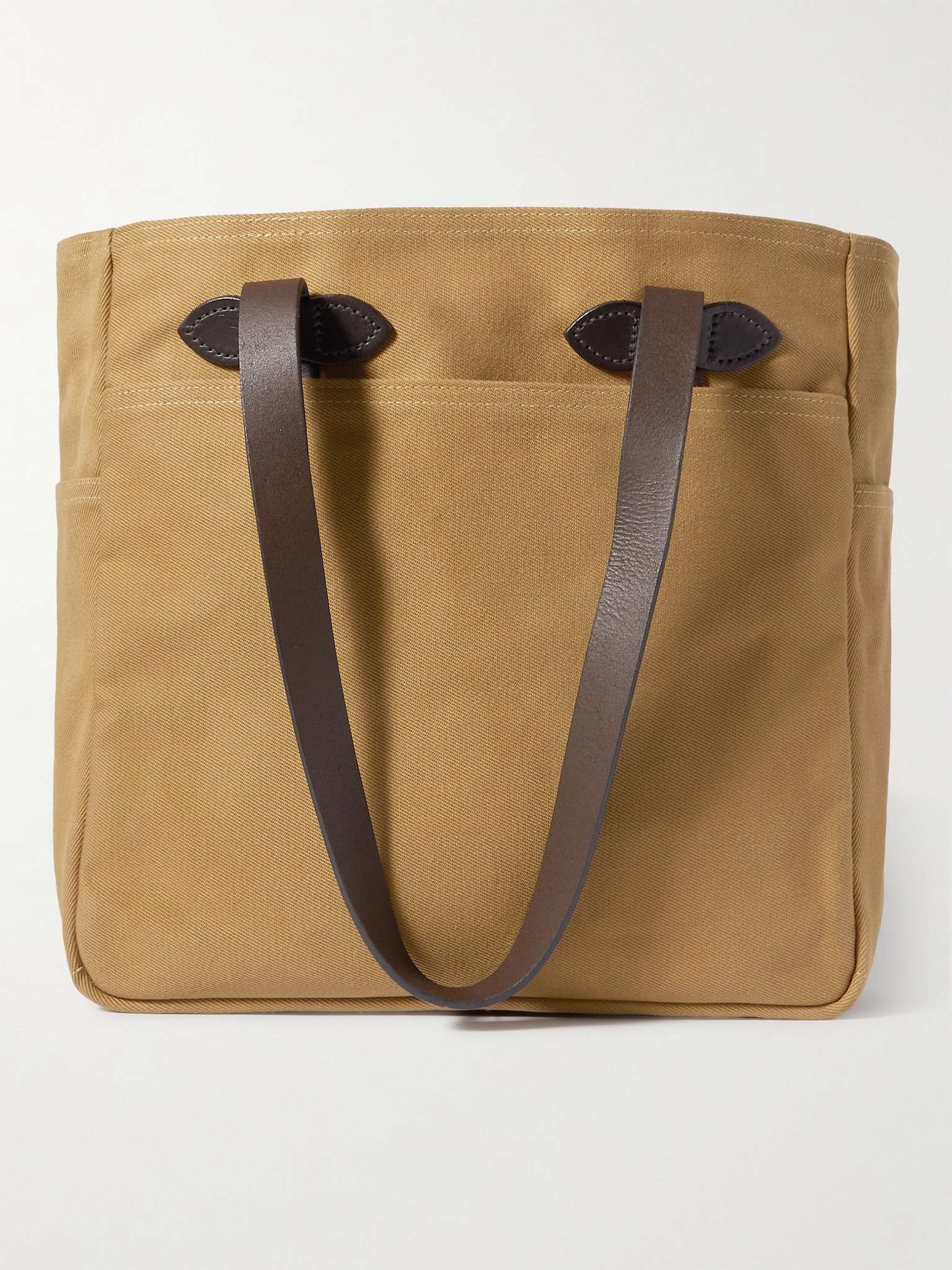 Leather Trimmed Cotton-Twill Tote - 1