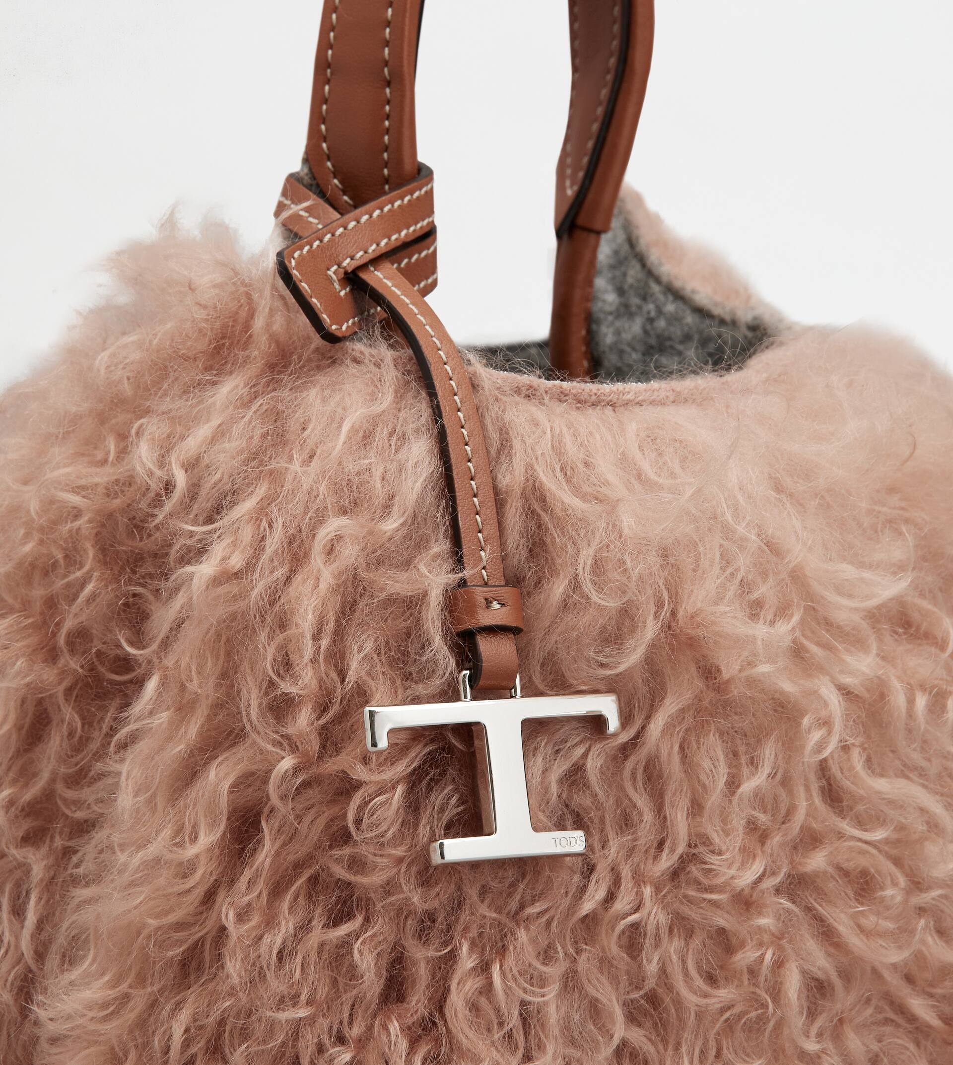 TOD'S MICRO BAG IN MOHAIR AND LEATHER MICRO - PINK - 4