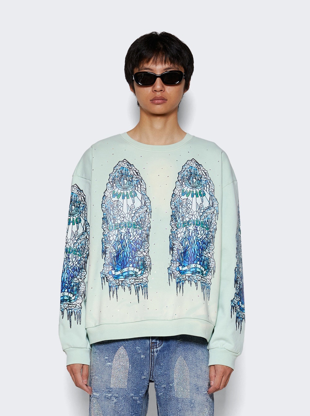 Iced Glass Crewneck Sweatshirt Sage - 3