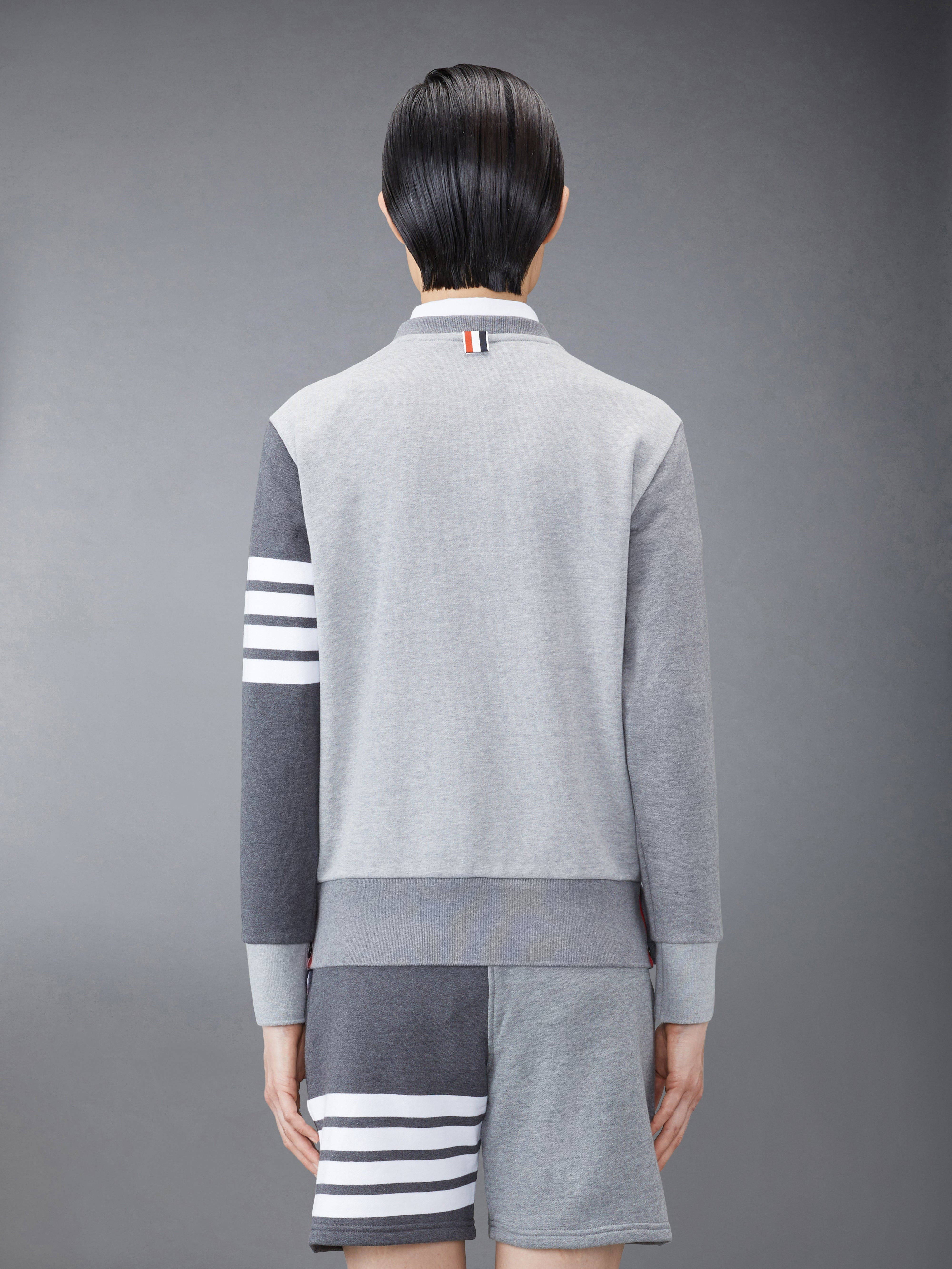 Tonal Grey Classic Loop Back Relaxed Crewneck 4-Bar Sweatshirt - 2