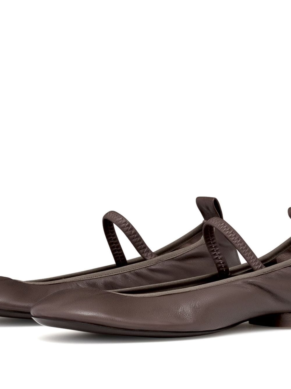 square-toe leather ballerina shoes - 2