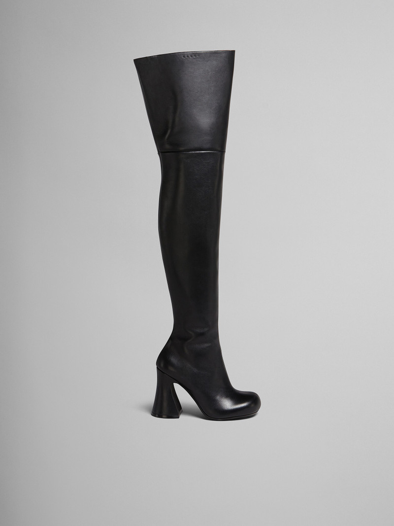 BLACK OVER-THE-KNEE LEATHER BOOT 1