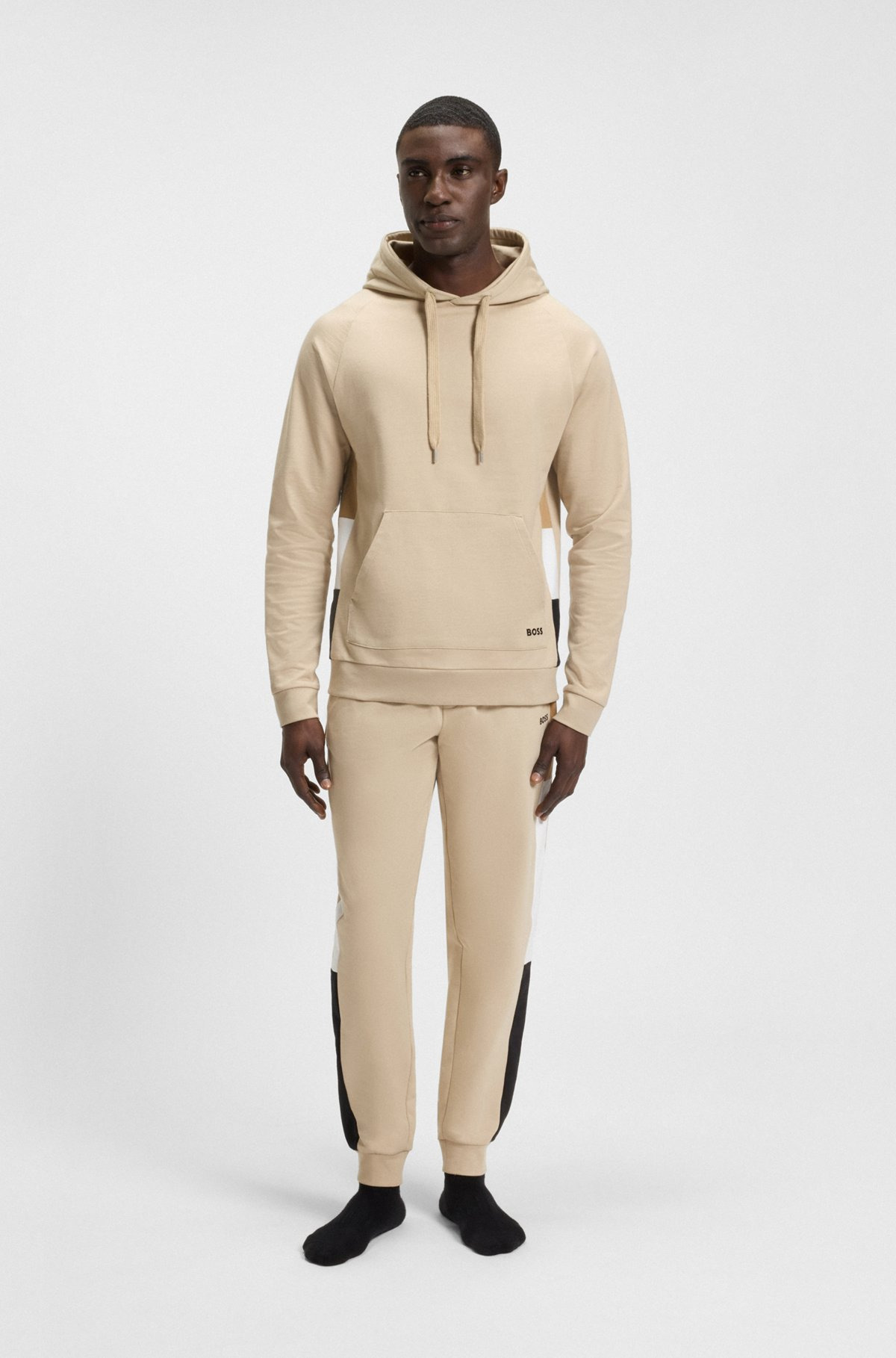 COTTON-TERRY HOODIE WITH STRIPE PANELS - 3