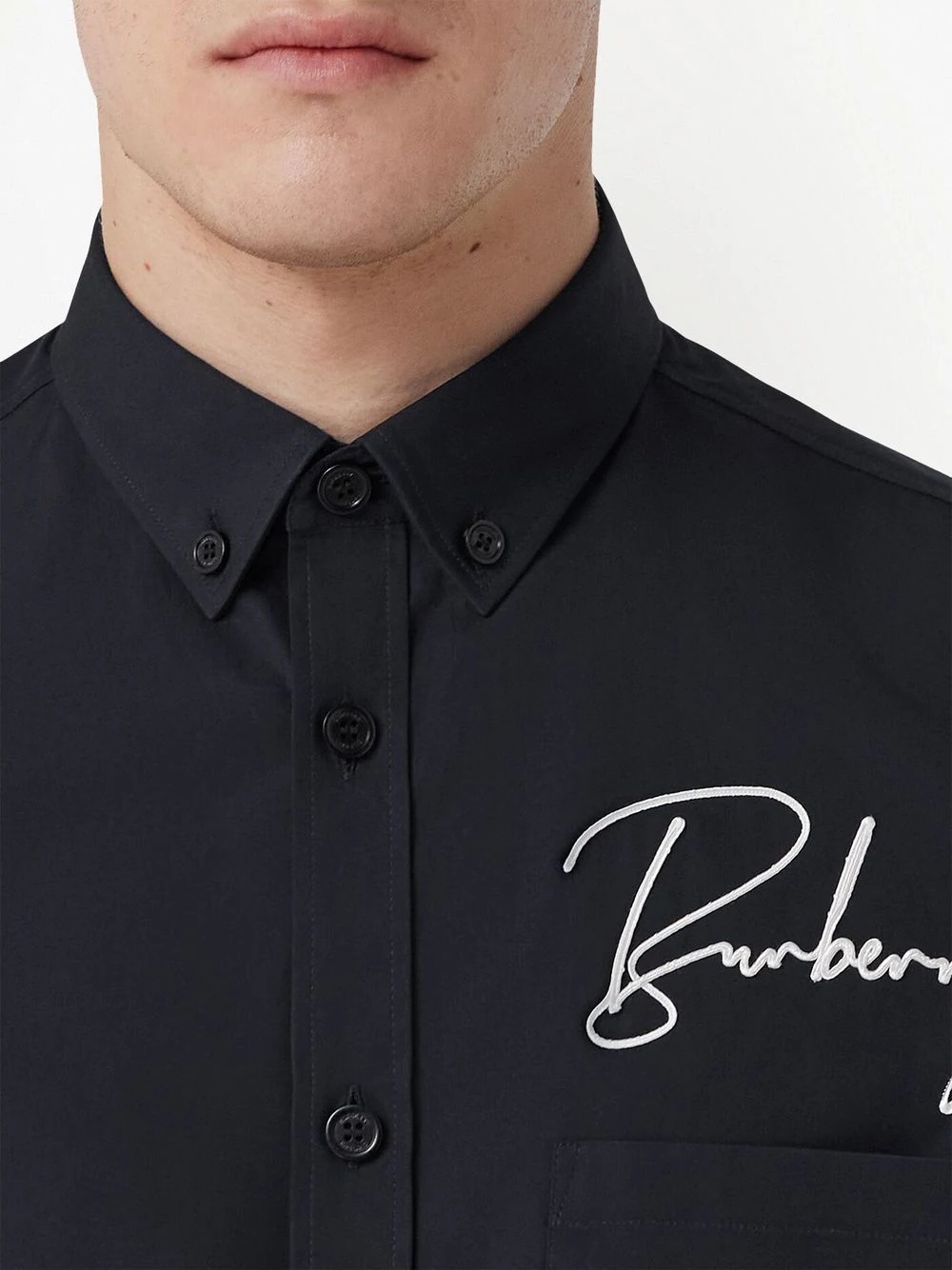 embroidered-logo cotton shirt - 5