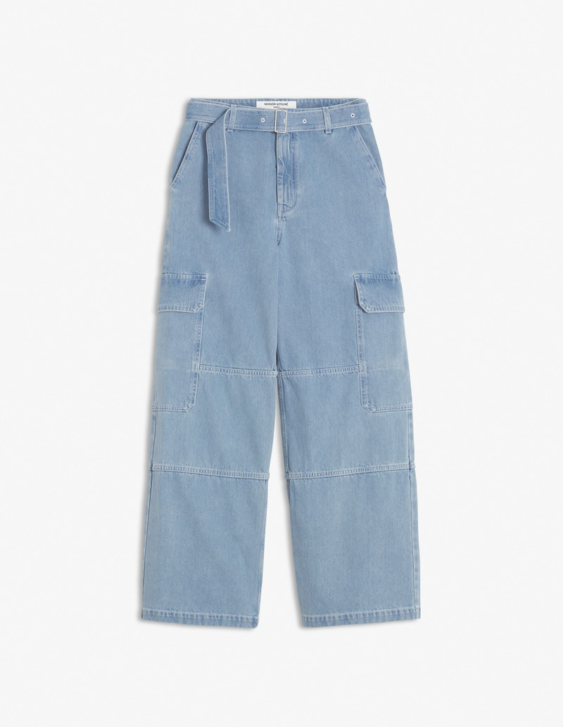 BELTED UTILITY DENIM PANTS - 1