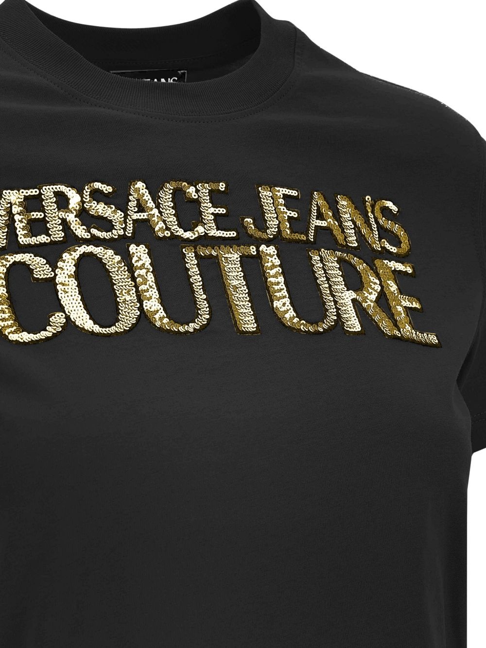 sequin-logo cotton T-shirt - 4