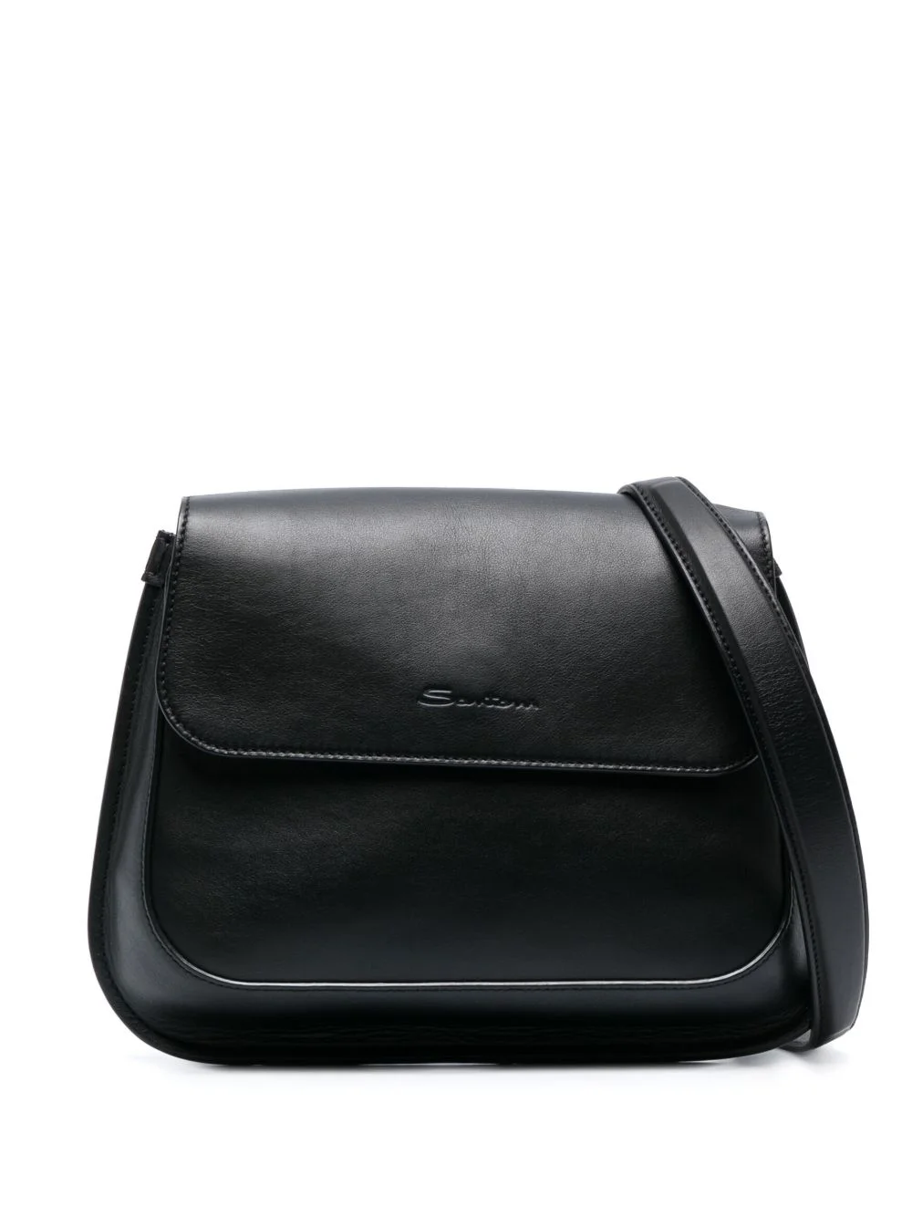 medium logo-debossed leather shoulder bag - 1
