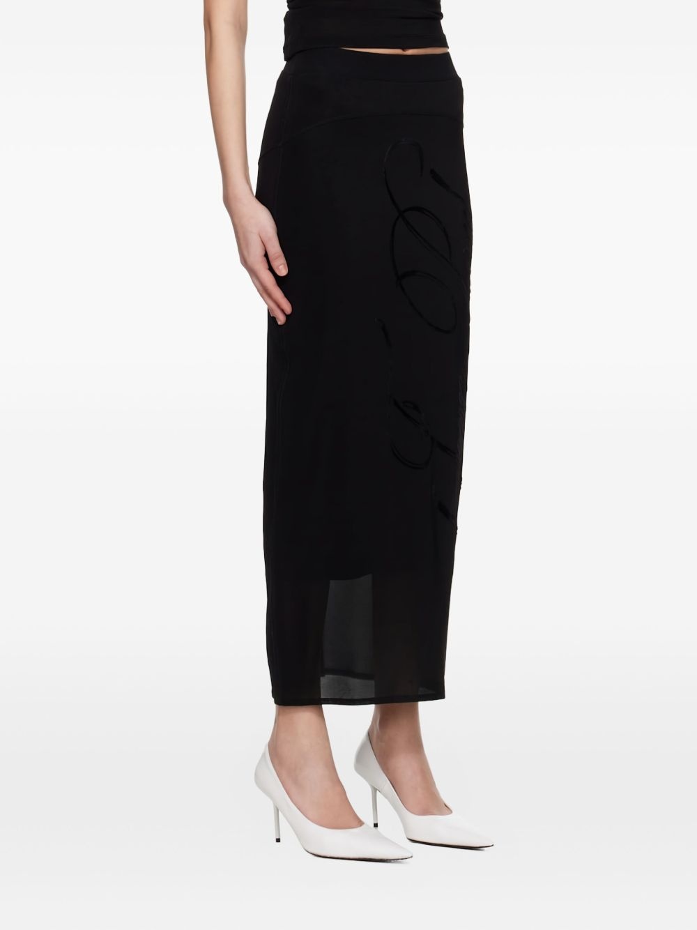 flocked-logo midi skirt - 3