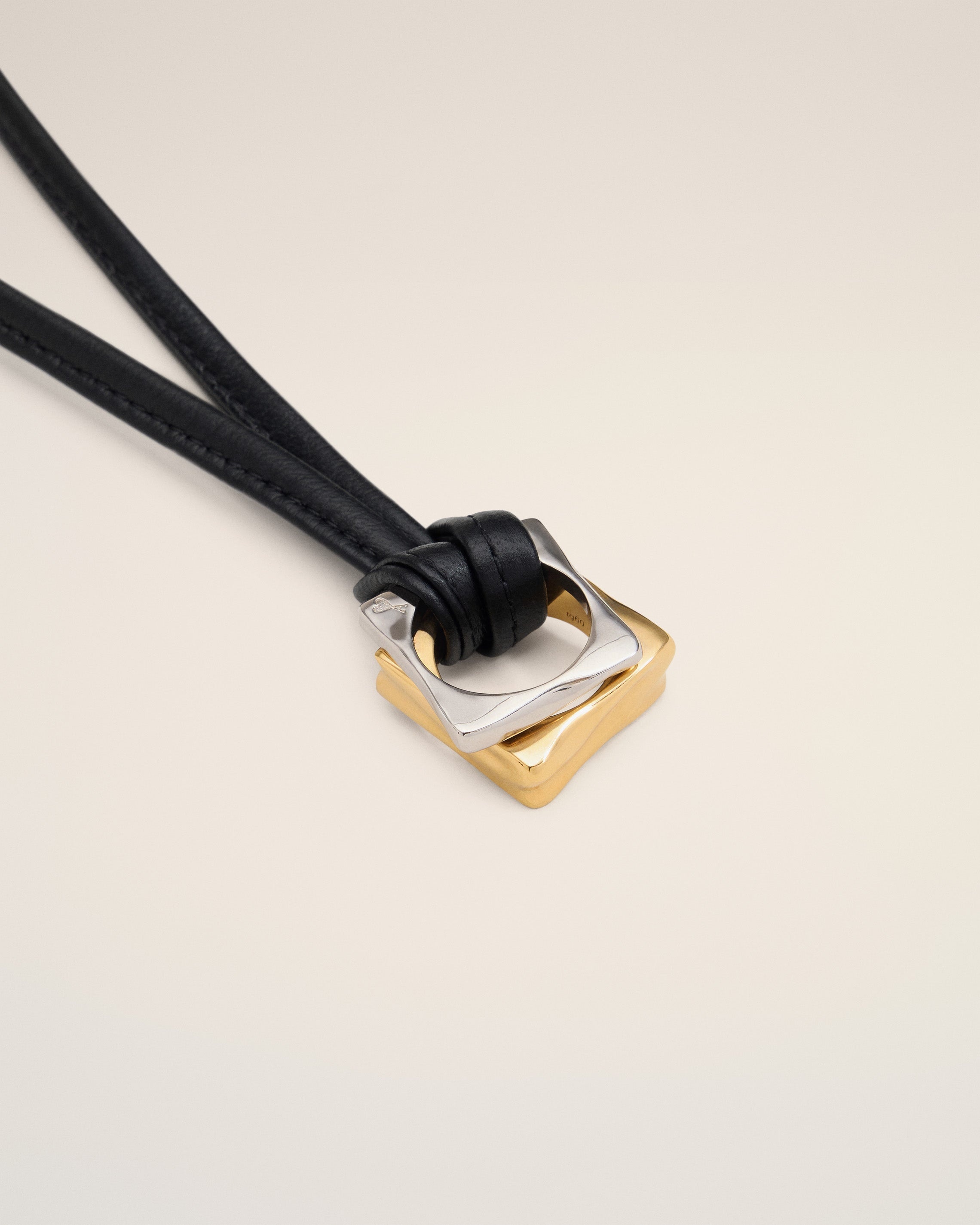 GOLD BRASS DUNE SQUARE NECKLACE - 3