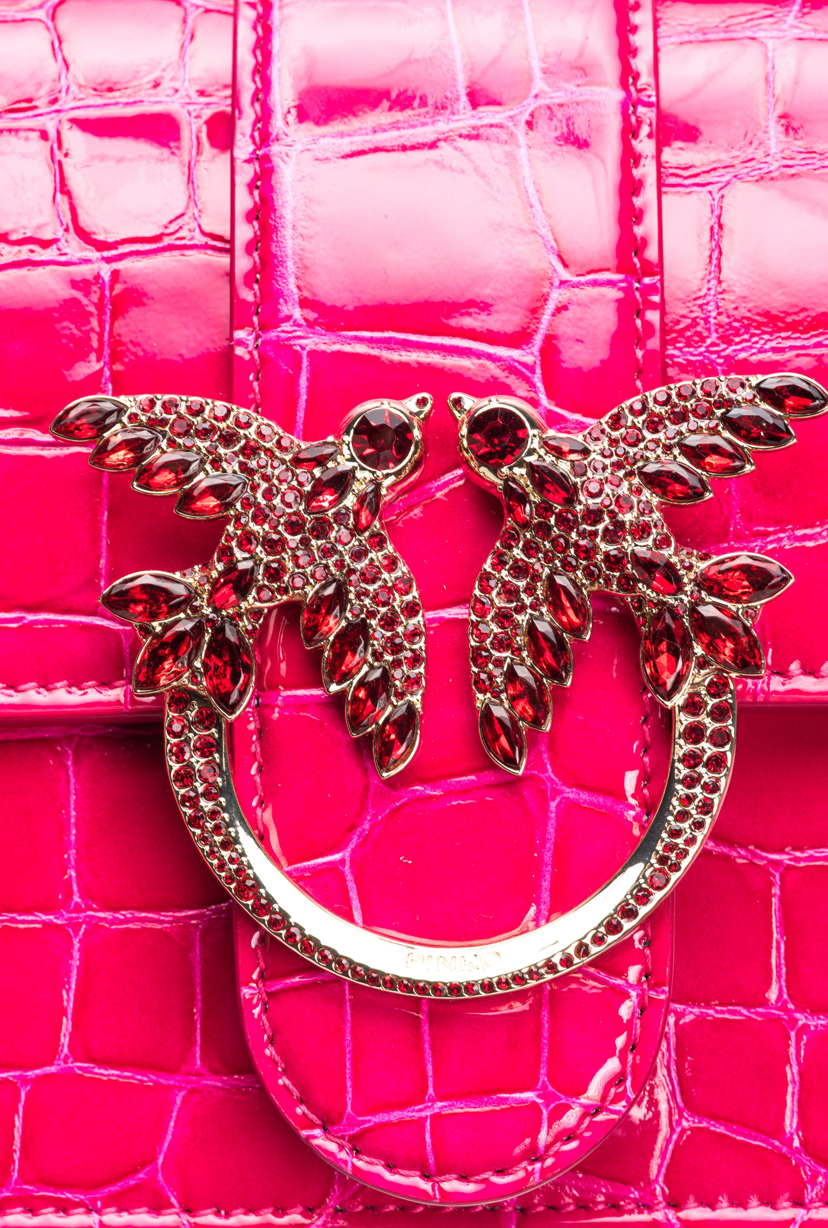 PINKO GALLERIA MINI LOVE BAG ONE IN SHINY COLOURED CROCODILE-PRINT LEATHER - 5