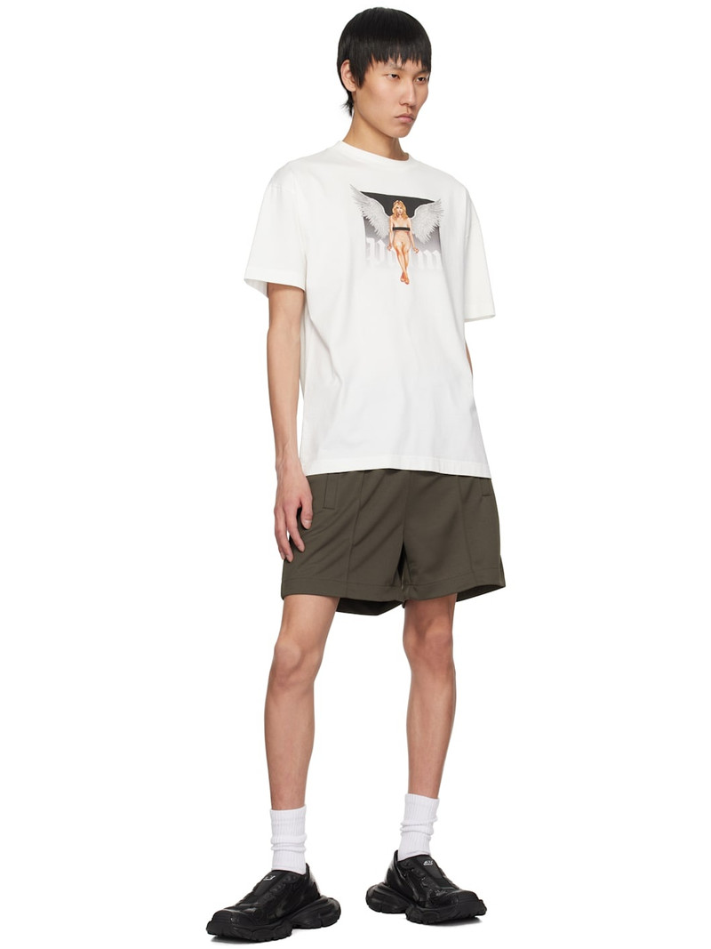 Palm Angels Gray Curved Logo Shorts outlook