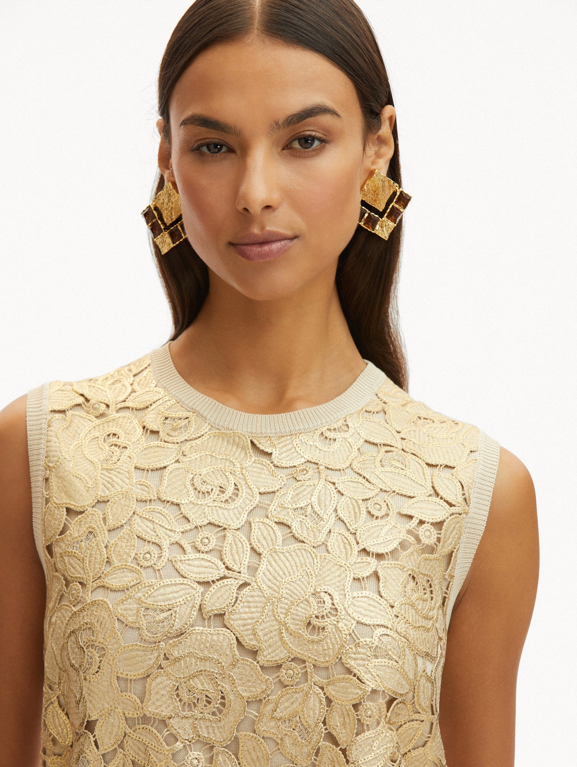 GOLD FOIL ENGLISH ROSE INSET TANK - 6