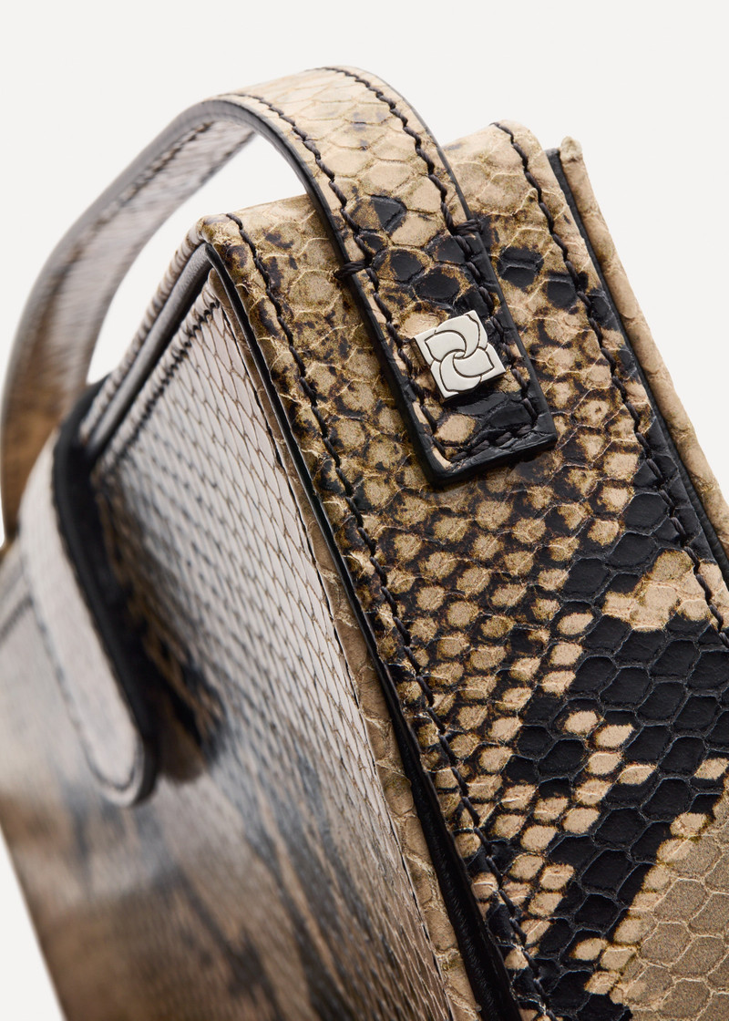 Apolonia bag in beige snake-effect leather 3