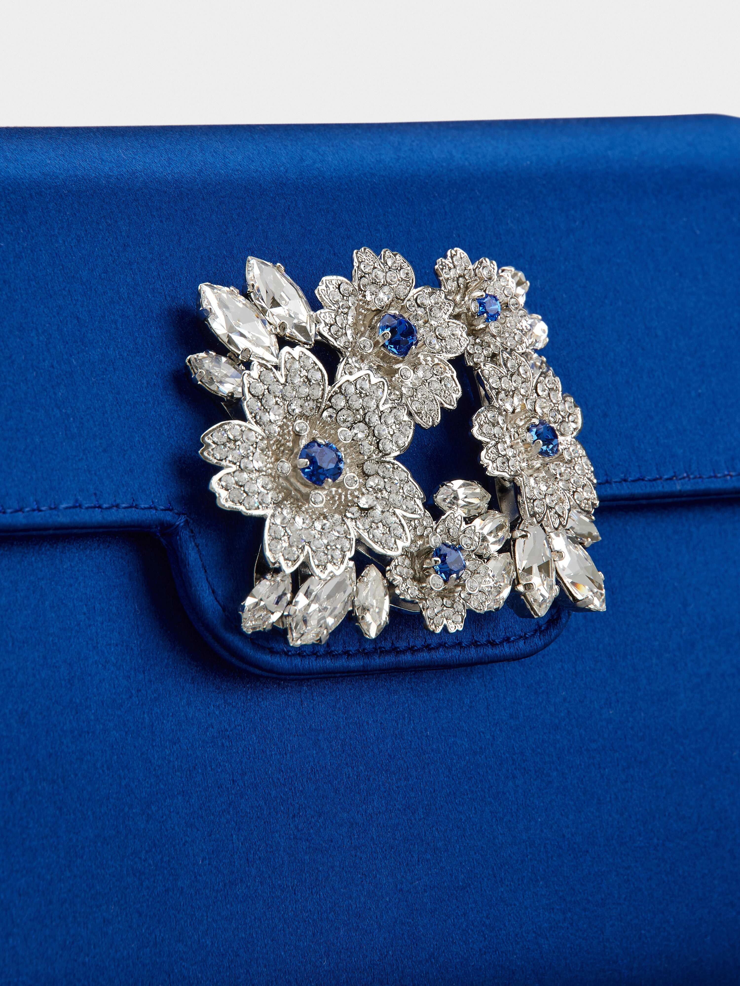 RV Bouquet Strass Colored Buckle Clutch in Satin - 7