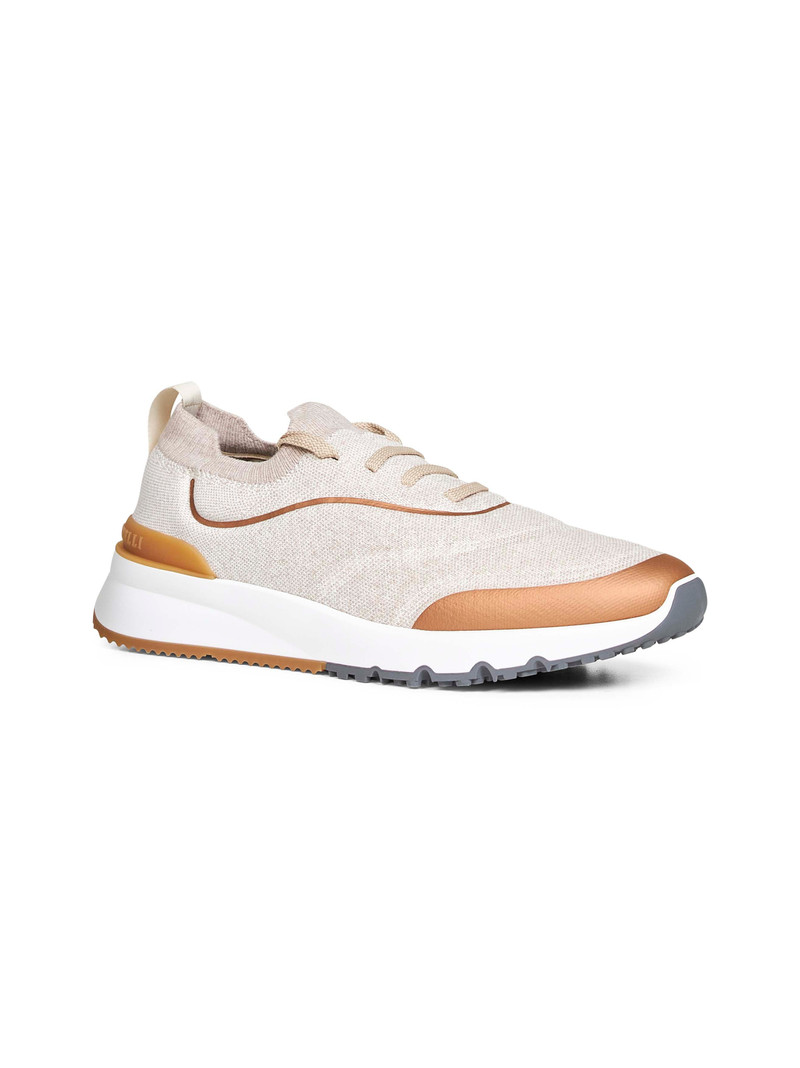 Brunello Cucinelli Beige techno cotton knit Runners outlook