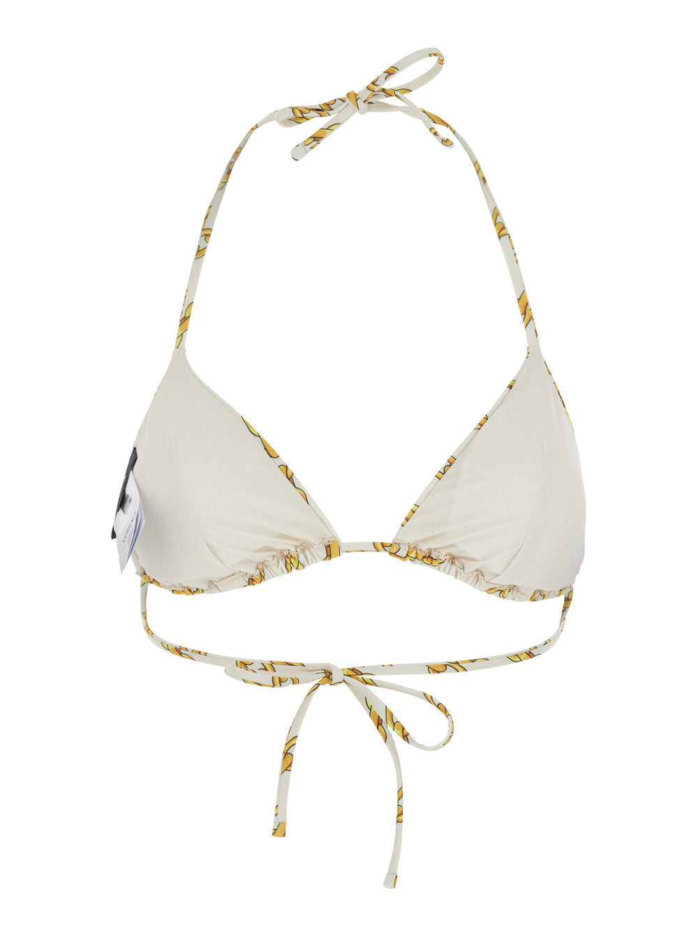 Versace Women White Bikini Top With All-Over Chain Print In Tech Fabric Stretch Woman - 2