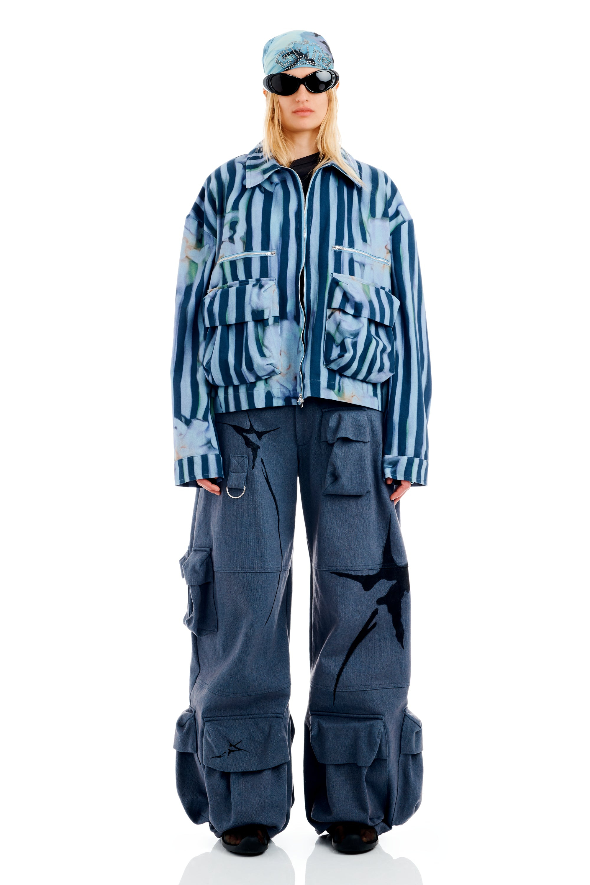 WAVY NAVY FLOWER STRIPE NASH JACKET - 2