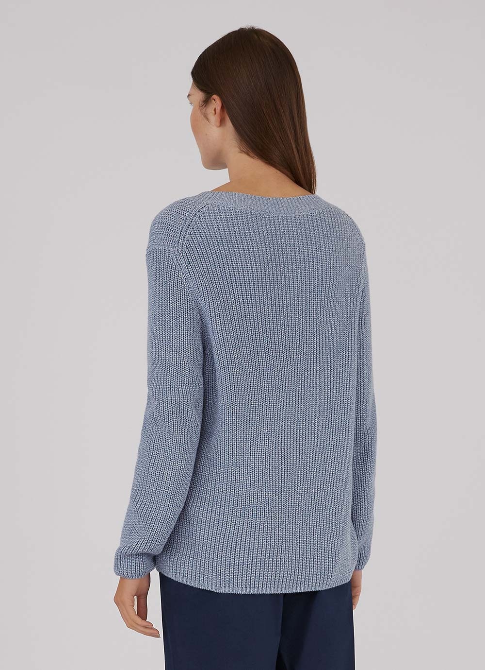 Cotton Rib V Neck Jumper - 2
