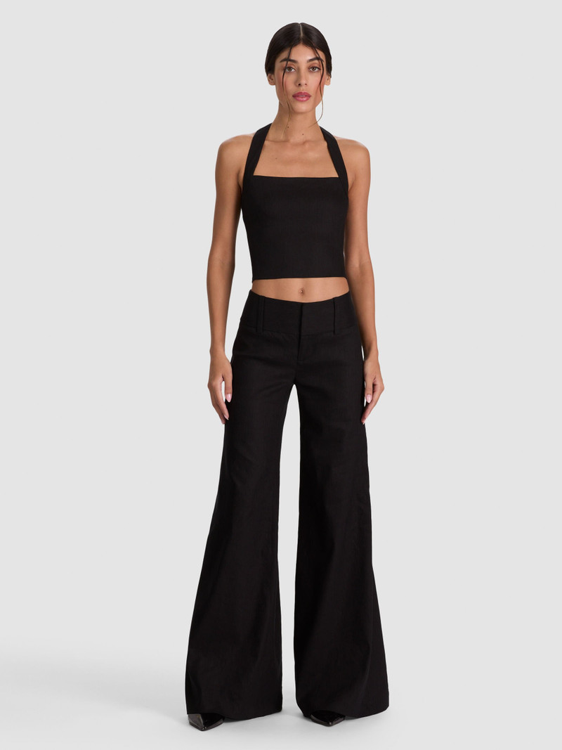 FIONA LINEN HALTER TOP - BLACK 2