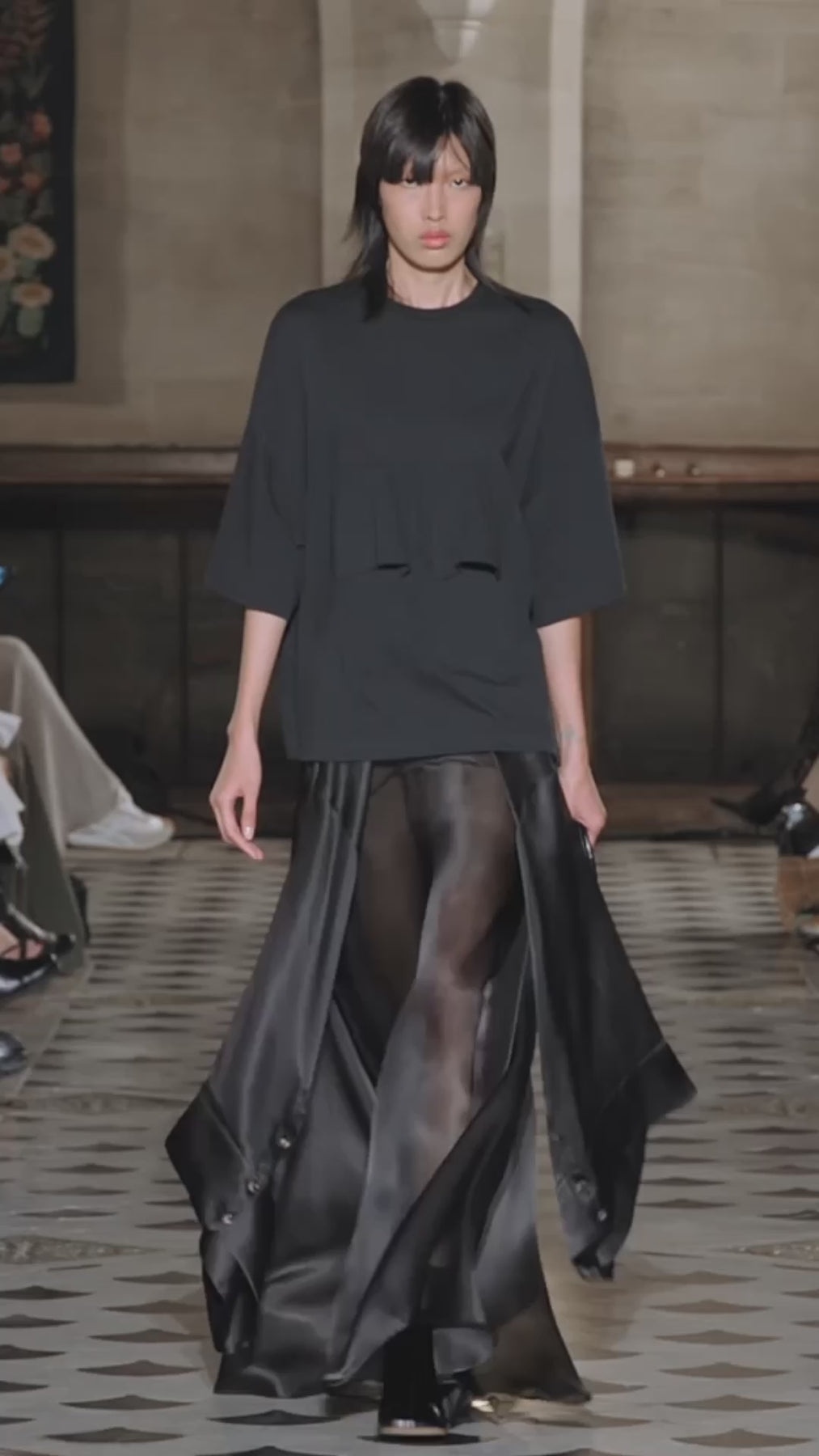 DECONSTRUCTED CULOTTES WITH SHIRT DETAILS BLACK - 7