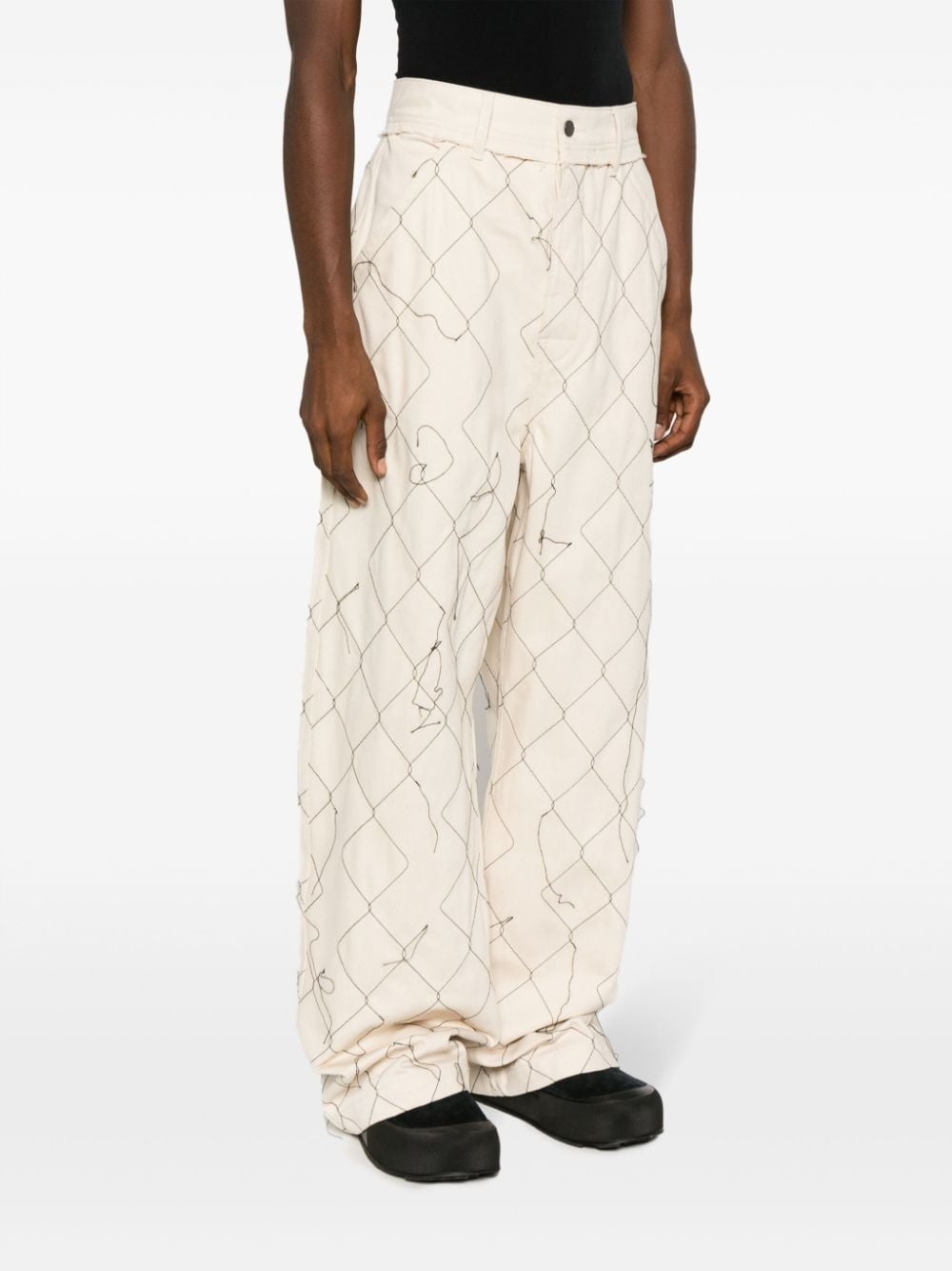 abstract-pattern wide-leg trousers - 3
