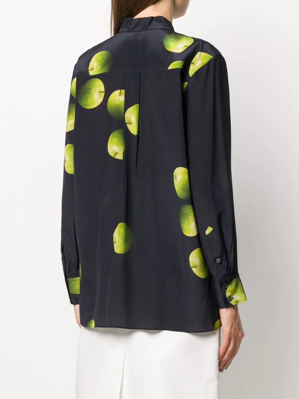 apple-print silk shirt - 4