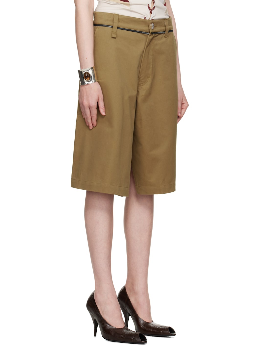 Khaki Twisted Skate Shorts - 2
