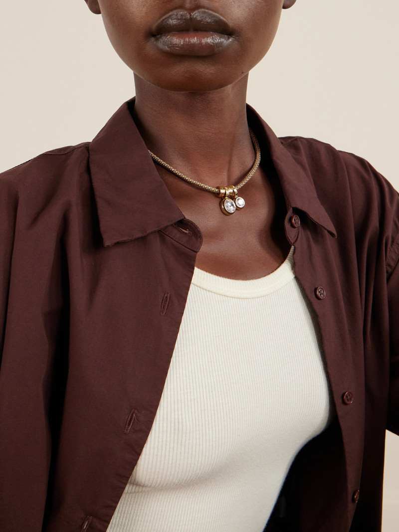 ROXANNE ASSOULIN The Cubic Double Drop Gold-tone, Cubic Zirconia And Enamel Necklace outlook
