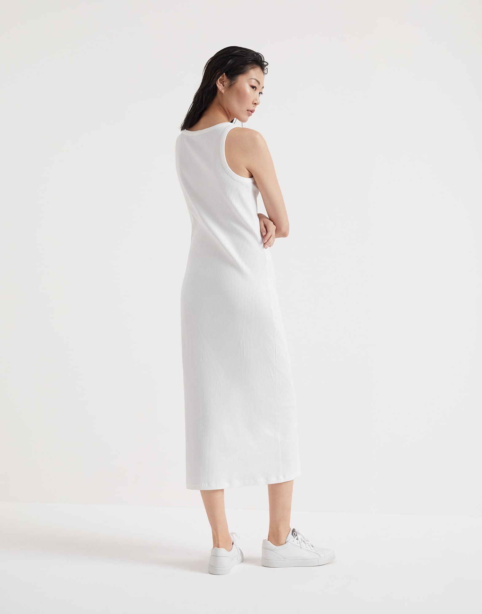 Stretch cotton ribbed jersey dress with logo - 2