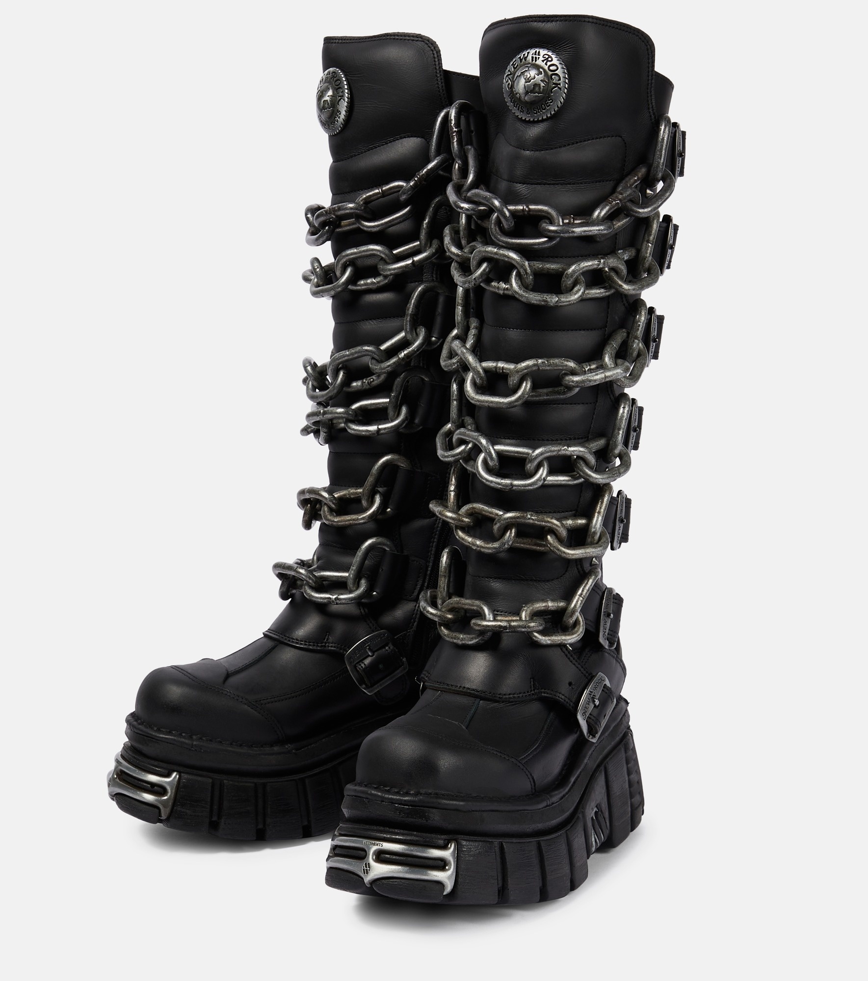 x New Rock leather platform boots - 5
