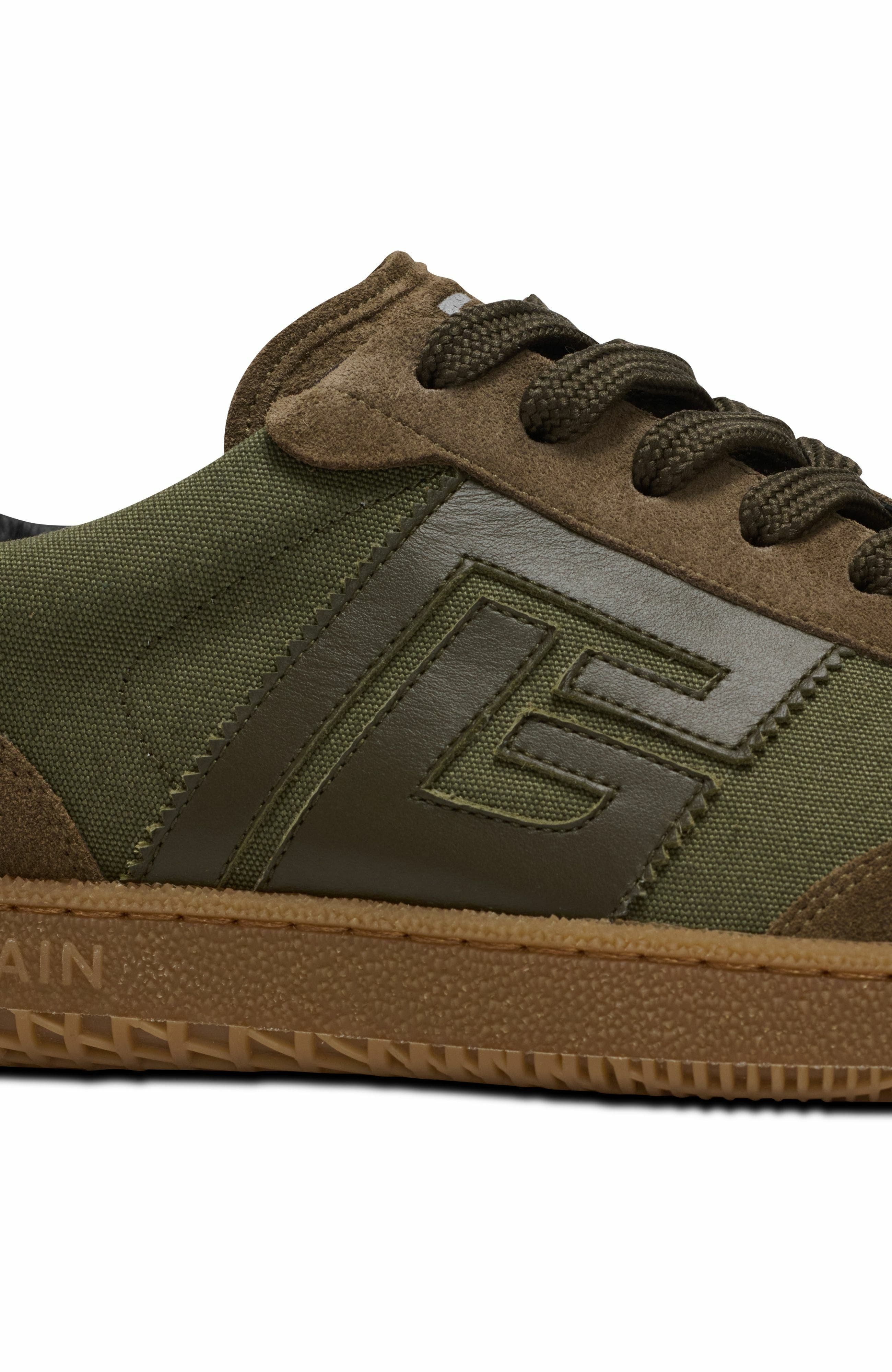 Balmain Swan trainers in leather and canvas in Khaki at Nordstrom - 9