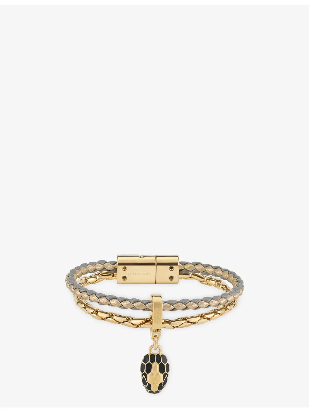 Serpenti Forever small brass and leather bracelet - 1