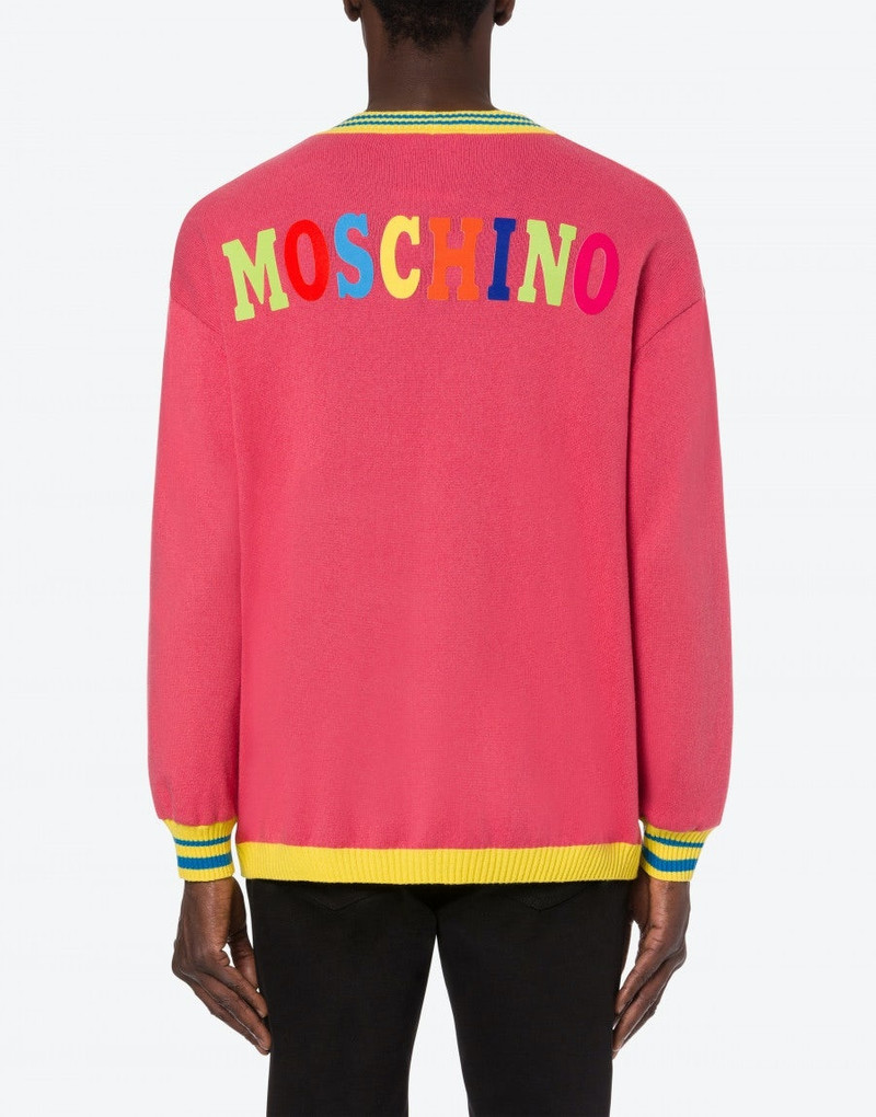 REGENERATED CASHMERE AND COTTON VARSITY TEDDY BEAR CARDIGAN 3