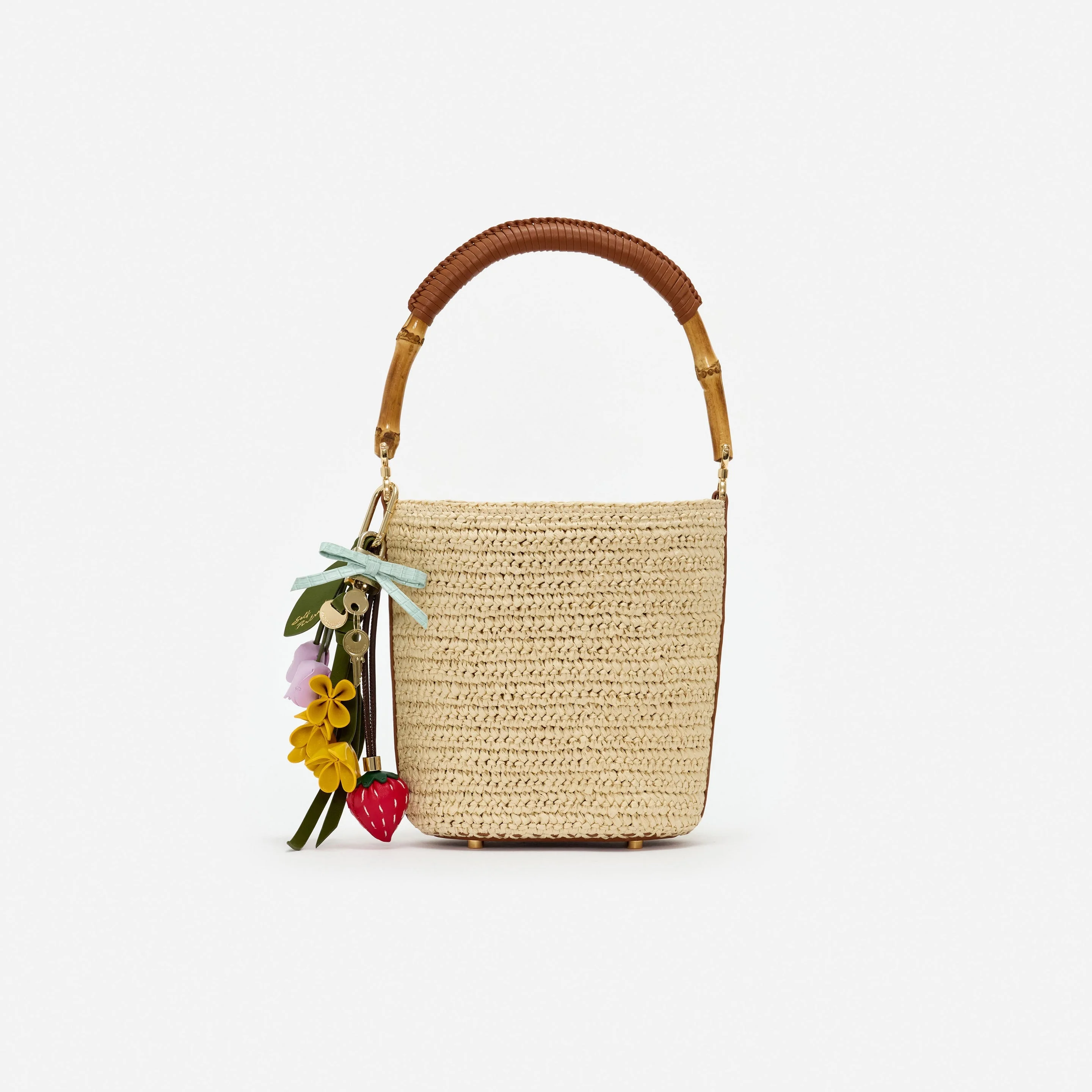 Raffia Charm Bucket Bag - 1