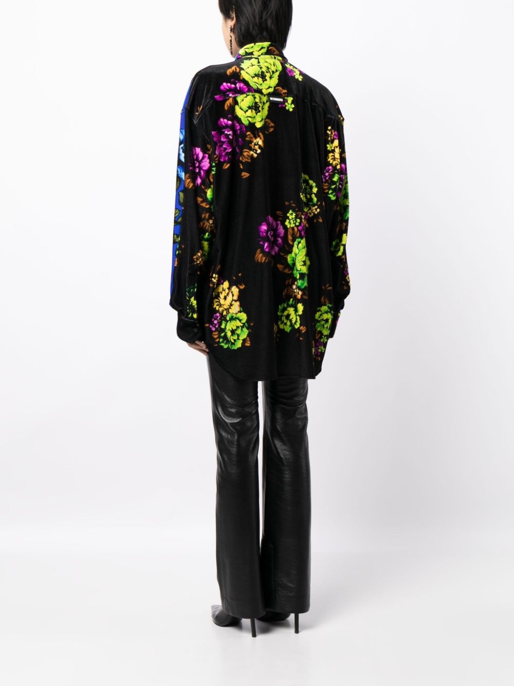 floral-print straight-point collar shirt - 4