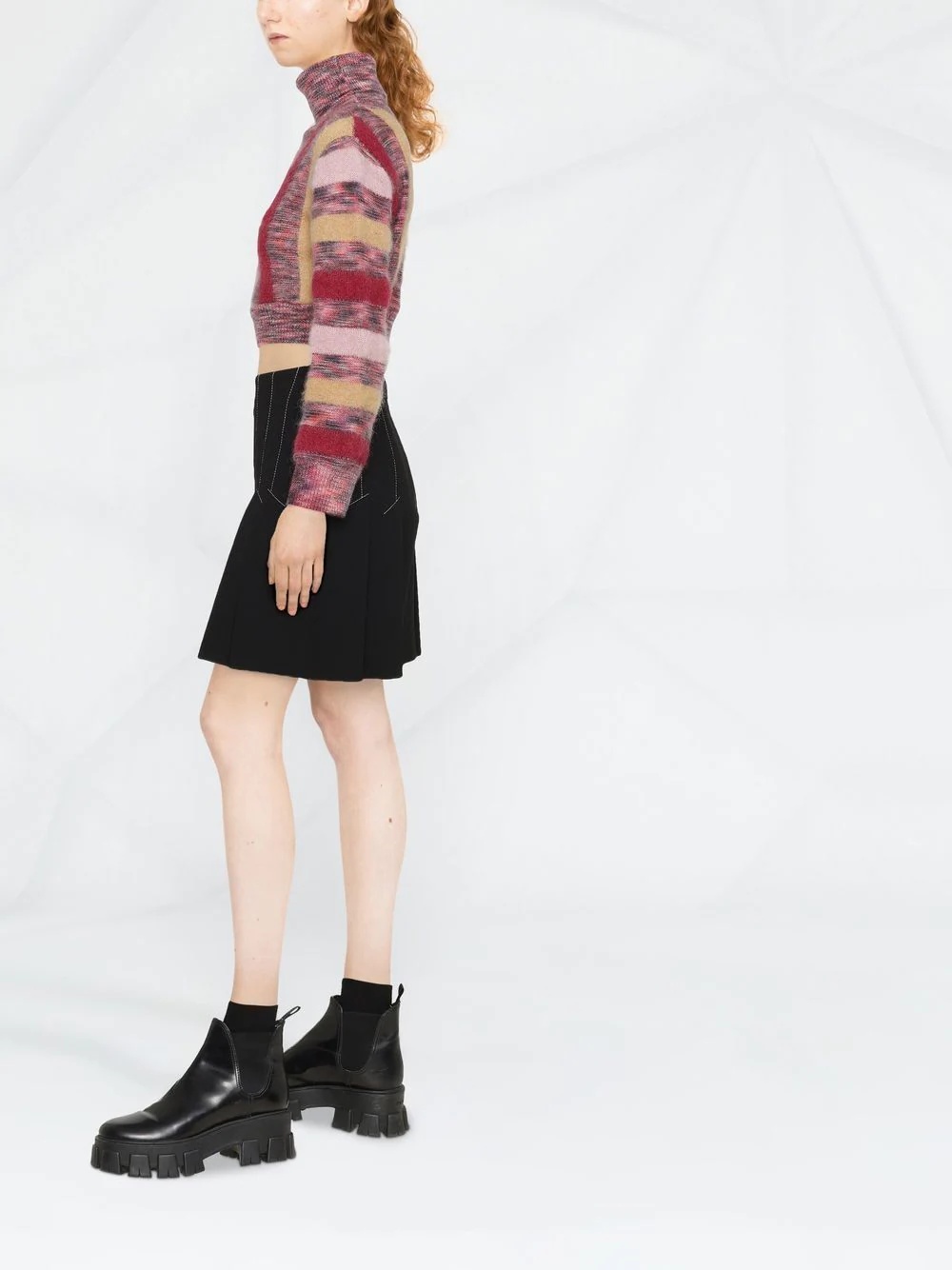 striped roll-neck crop jumper - 4