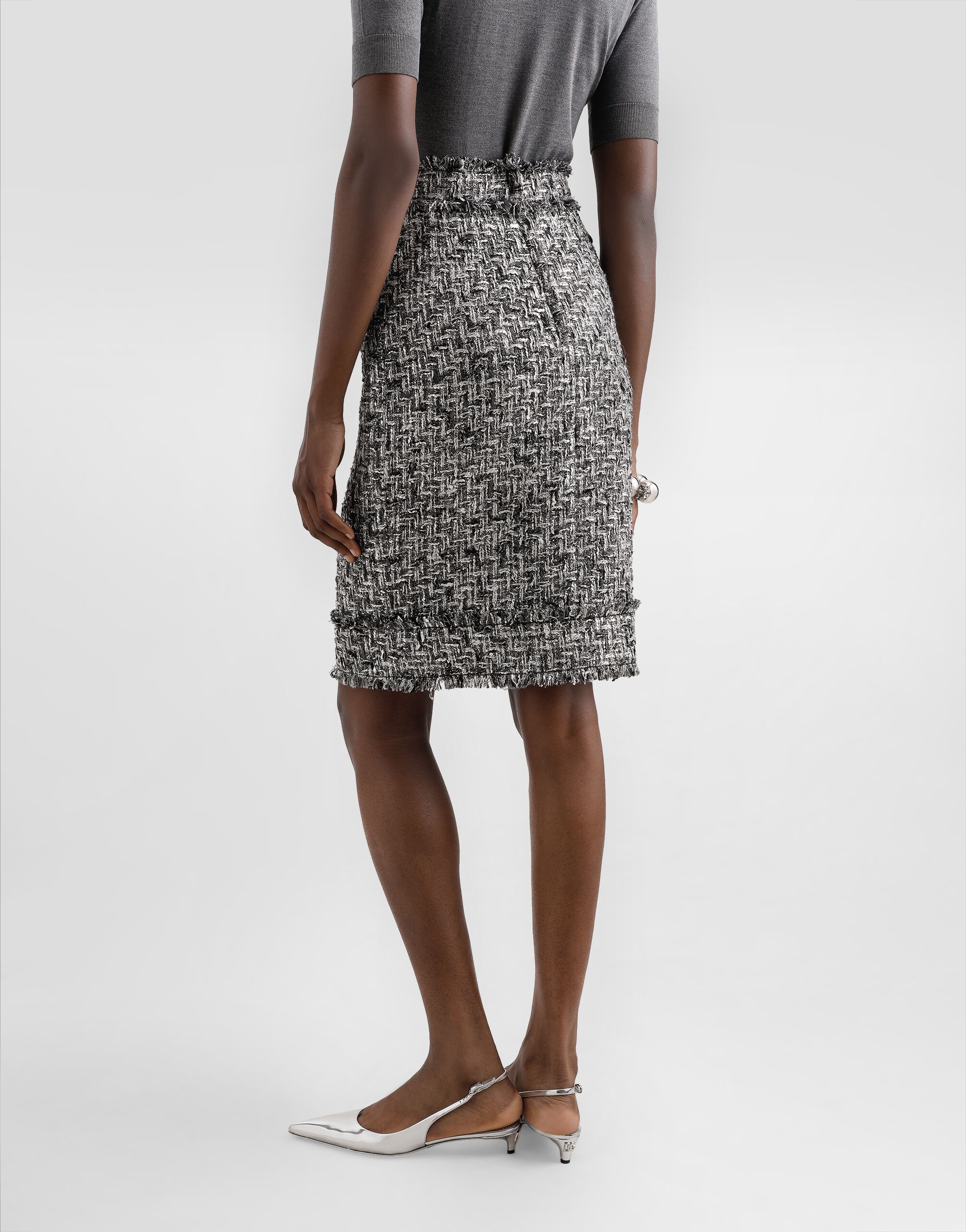 Raschel tweed midi pencil skirt - 5