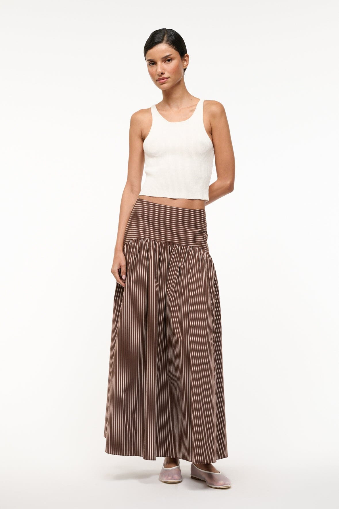 STAUD PROCIDA SKIRT DARK OAK MICRO STRIPE - 4